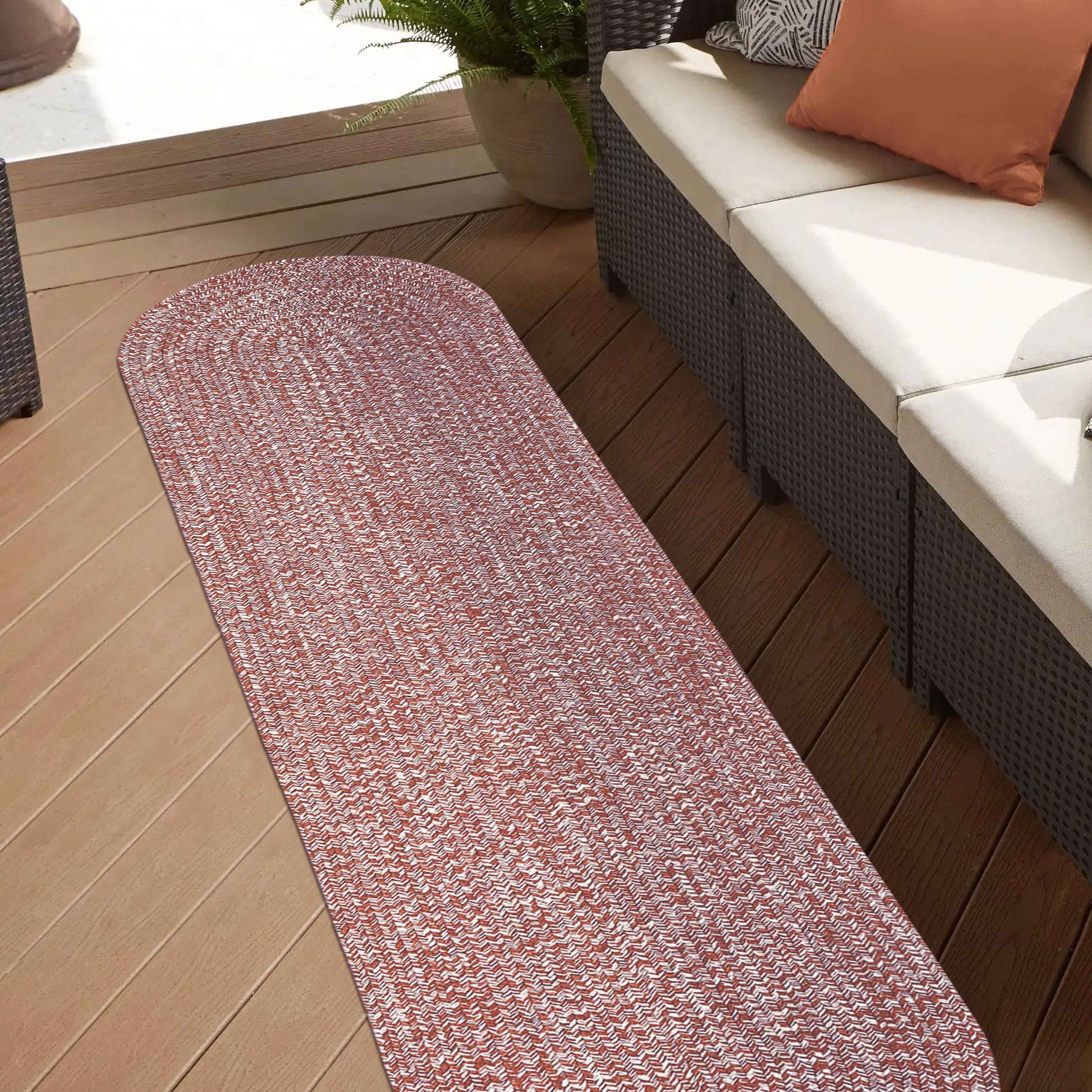 Reversible Braided Eco-Friendly Area Rug Indoor Outdoor Rugs - Brick/White