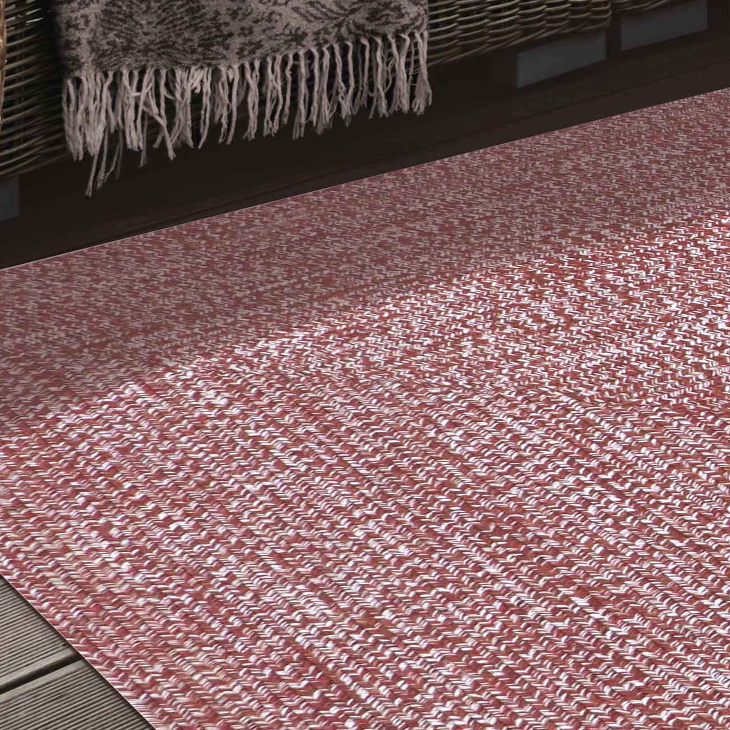 Multi Toned Braided Area Rug Bohemian Indoor Outdoor Rugs - Brick-White