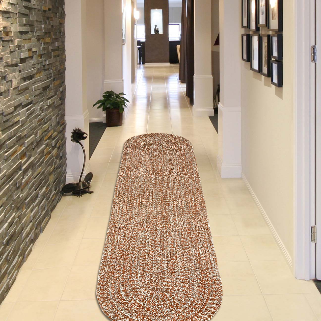 Reversible Braided Eco-Friendly Area Rug Indoor Outdoor Rugs - BrickWhite