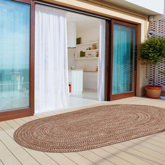 Reversible Braided Eco-Friendly Area Rug Indoor Outdoor Rugs - BrickWhite