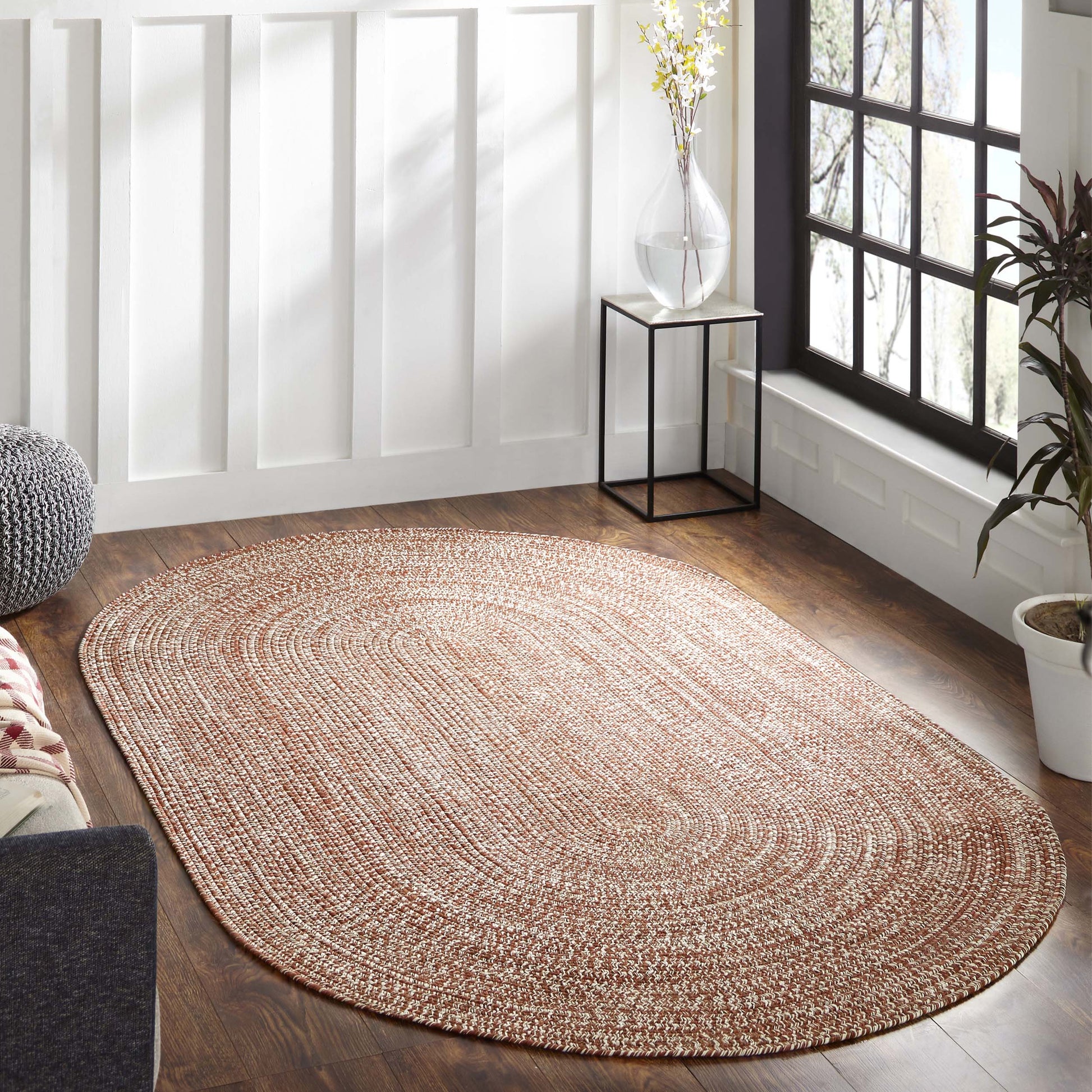 Reversible Braided Eco-Friendly Area Rug Indoor Outdoor Rugs - BrickWhite