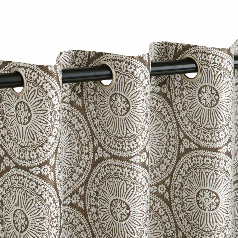 Eminence Jacquard Floral Medallion Grommet Curtain Panels (Set of 2) - Bronze