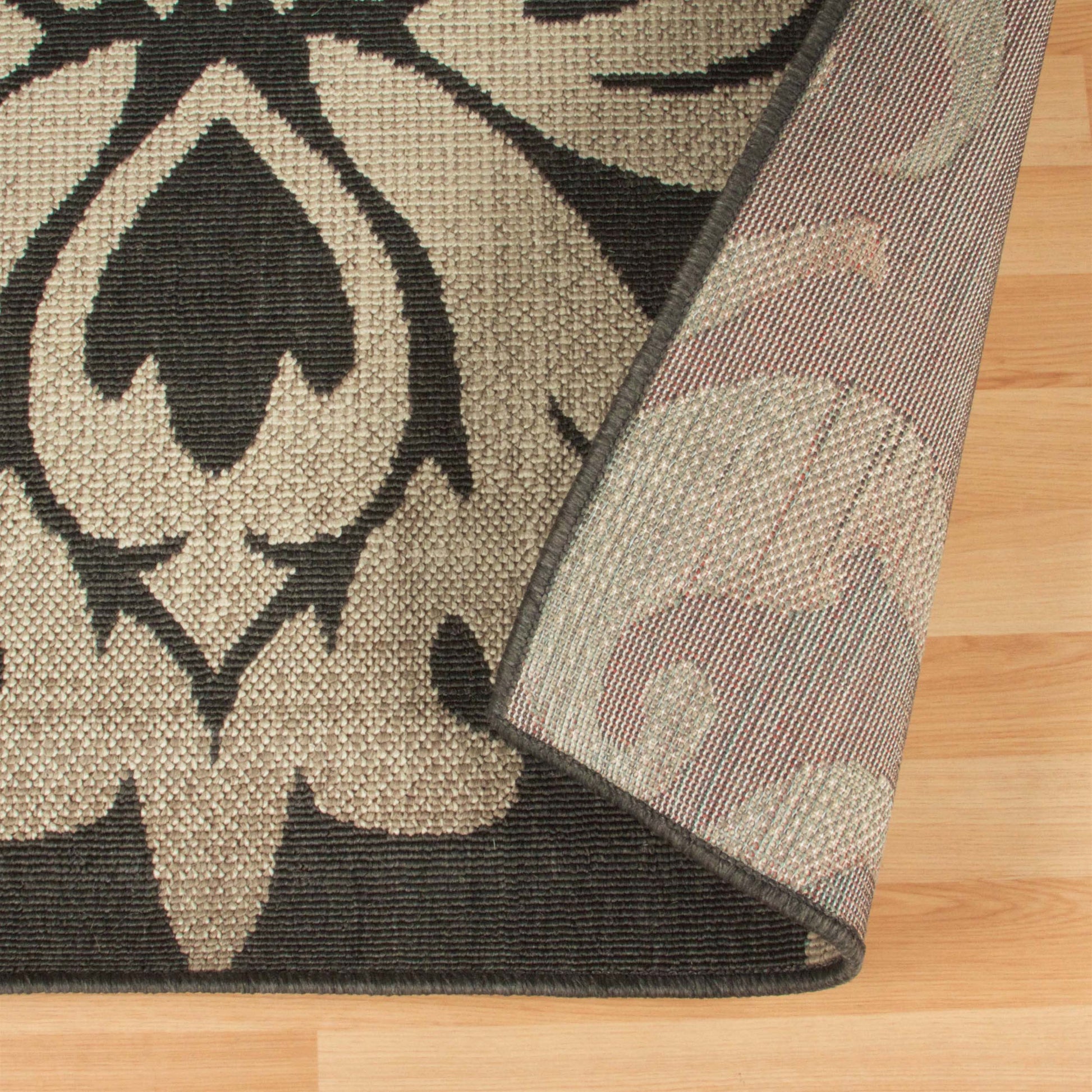 Lowell Traditional Damask Indoor Outdoor Area Rug - Brown