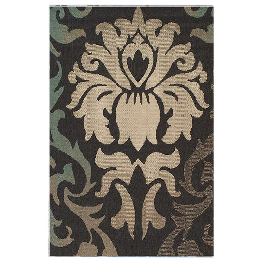 Lowell Traditional Damask Indoor Outdoor Area Rug - Brown