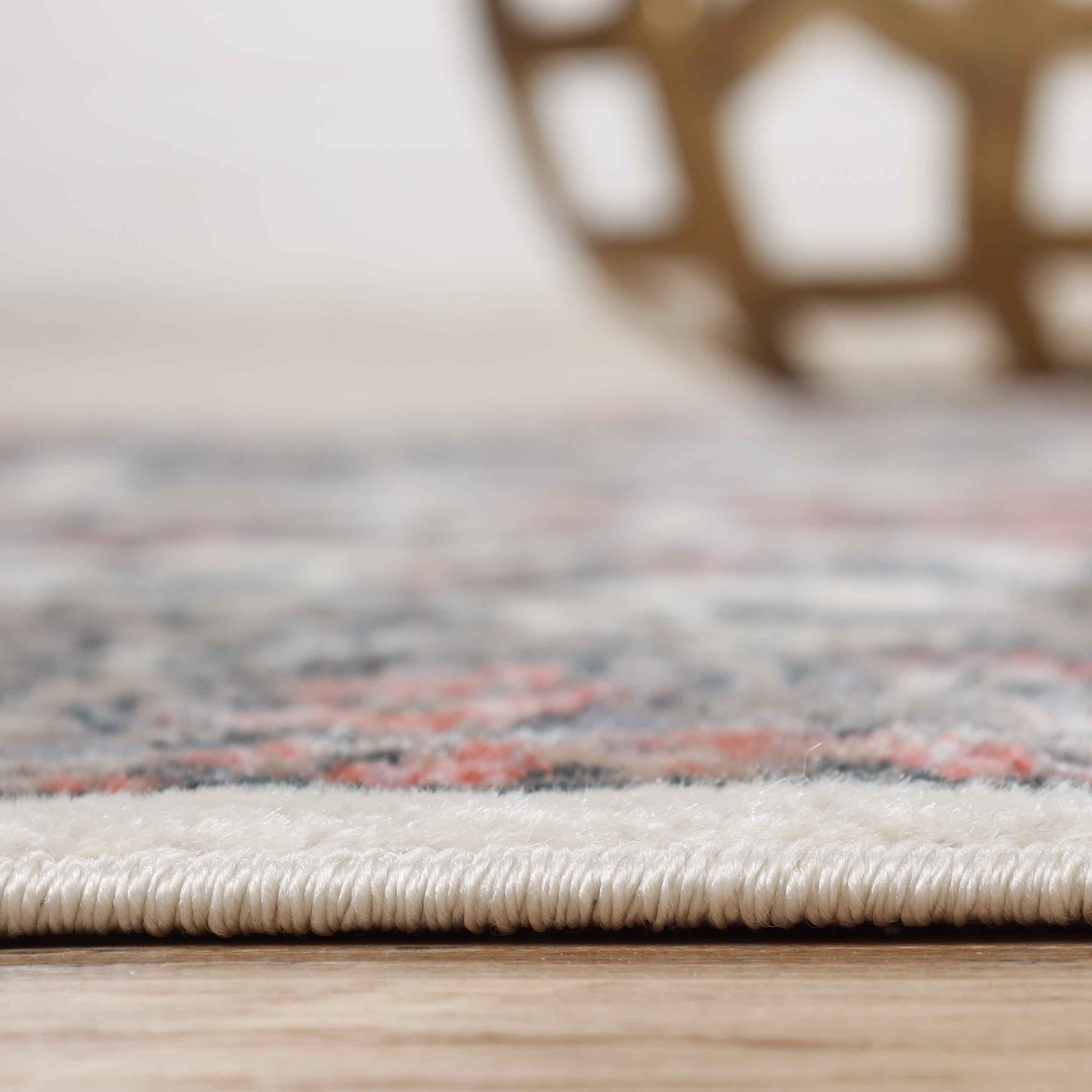 Lille Elegant Floral Indoor Area Rug or Runner Rug Or Door Mat - Salmon