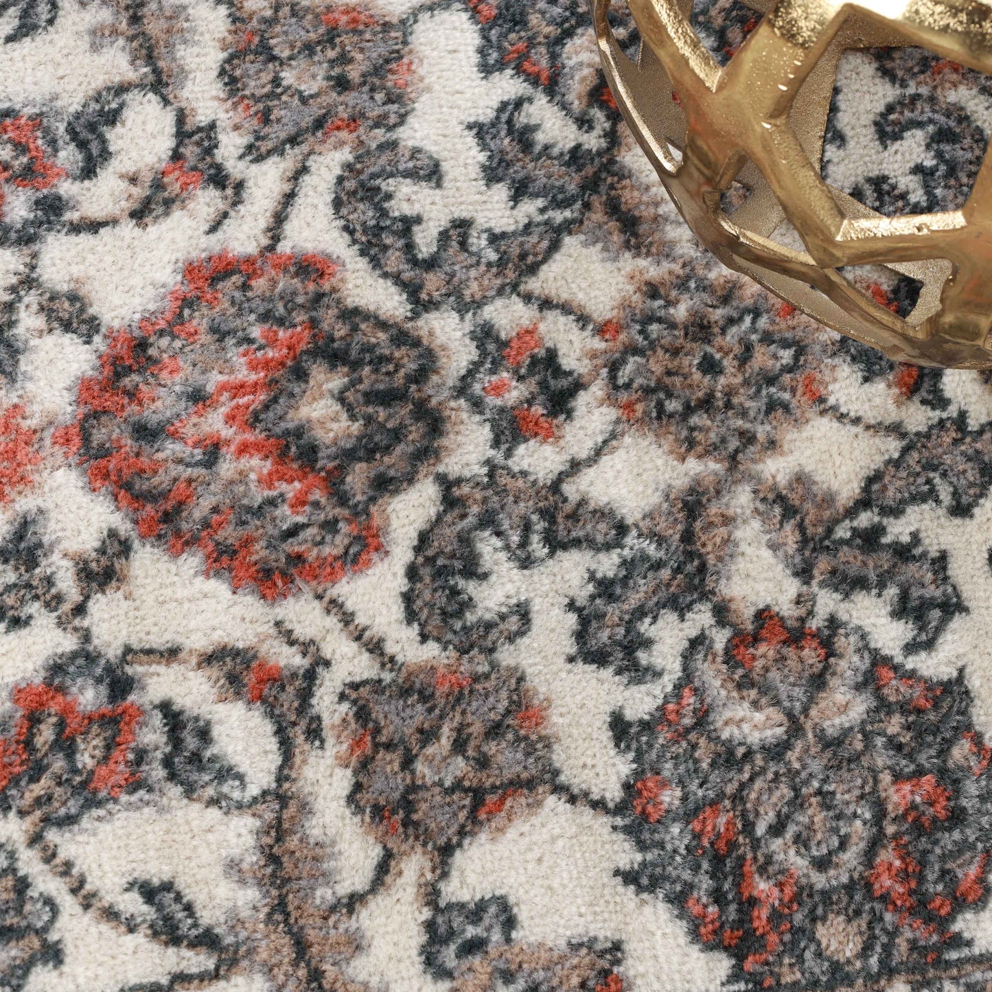 Lille Elegant Floral Indoor Area Rug or Runner Rug Or Door Mat - Salmon