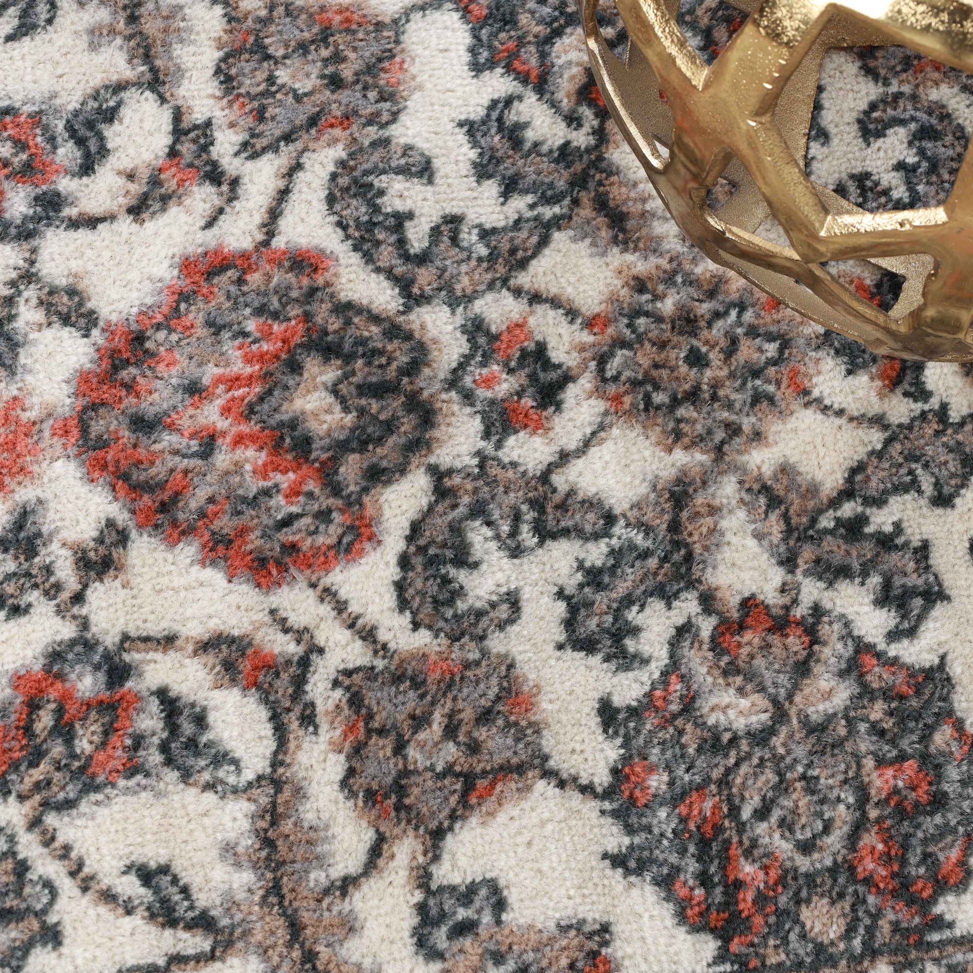 Lille Elegant Floral Indoor Area Rug or Runner Rug Or Door Mat - Salmon