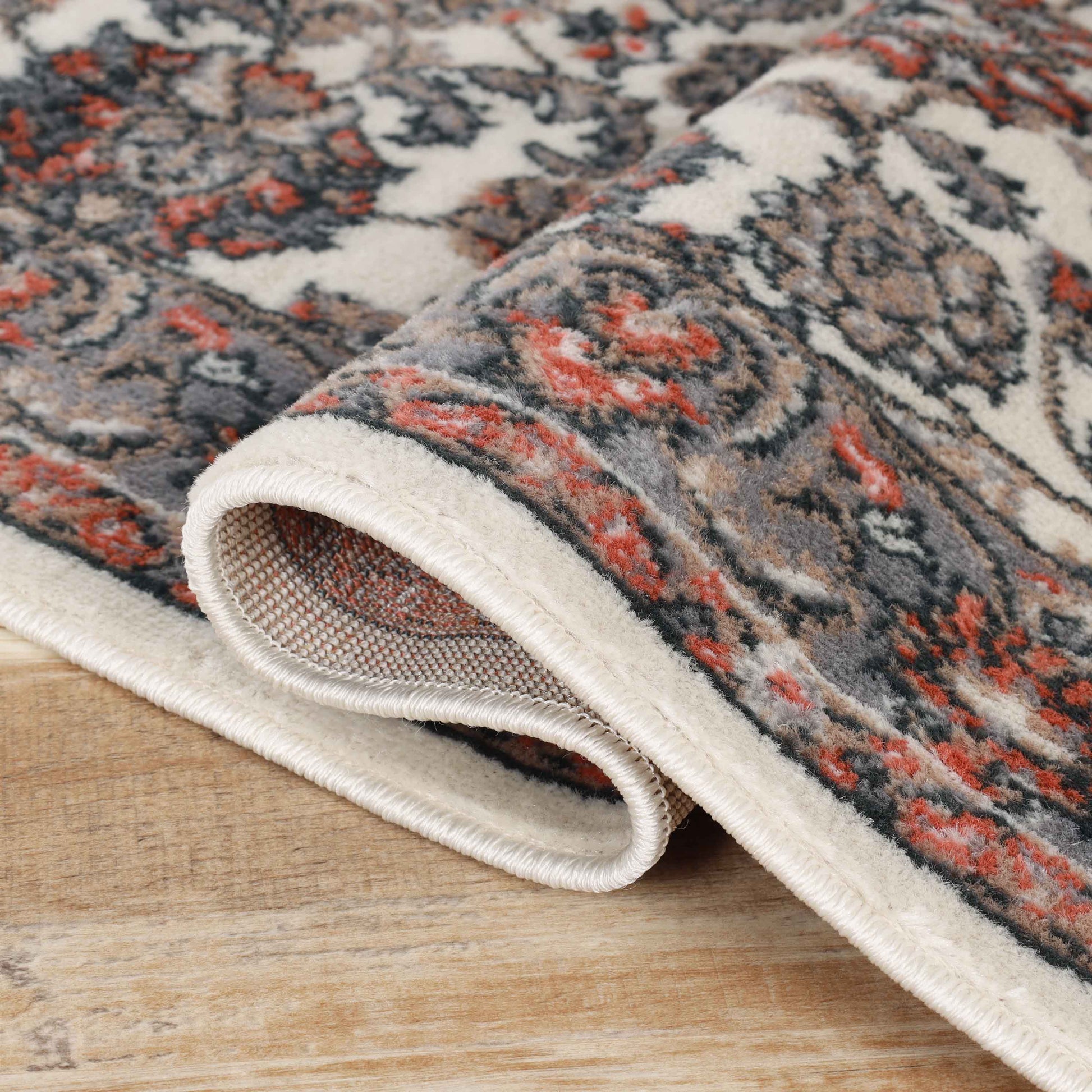 Lille Elegant Floral Indoor Area Rug or Runner Rug Or Door Mat - Salmon