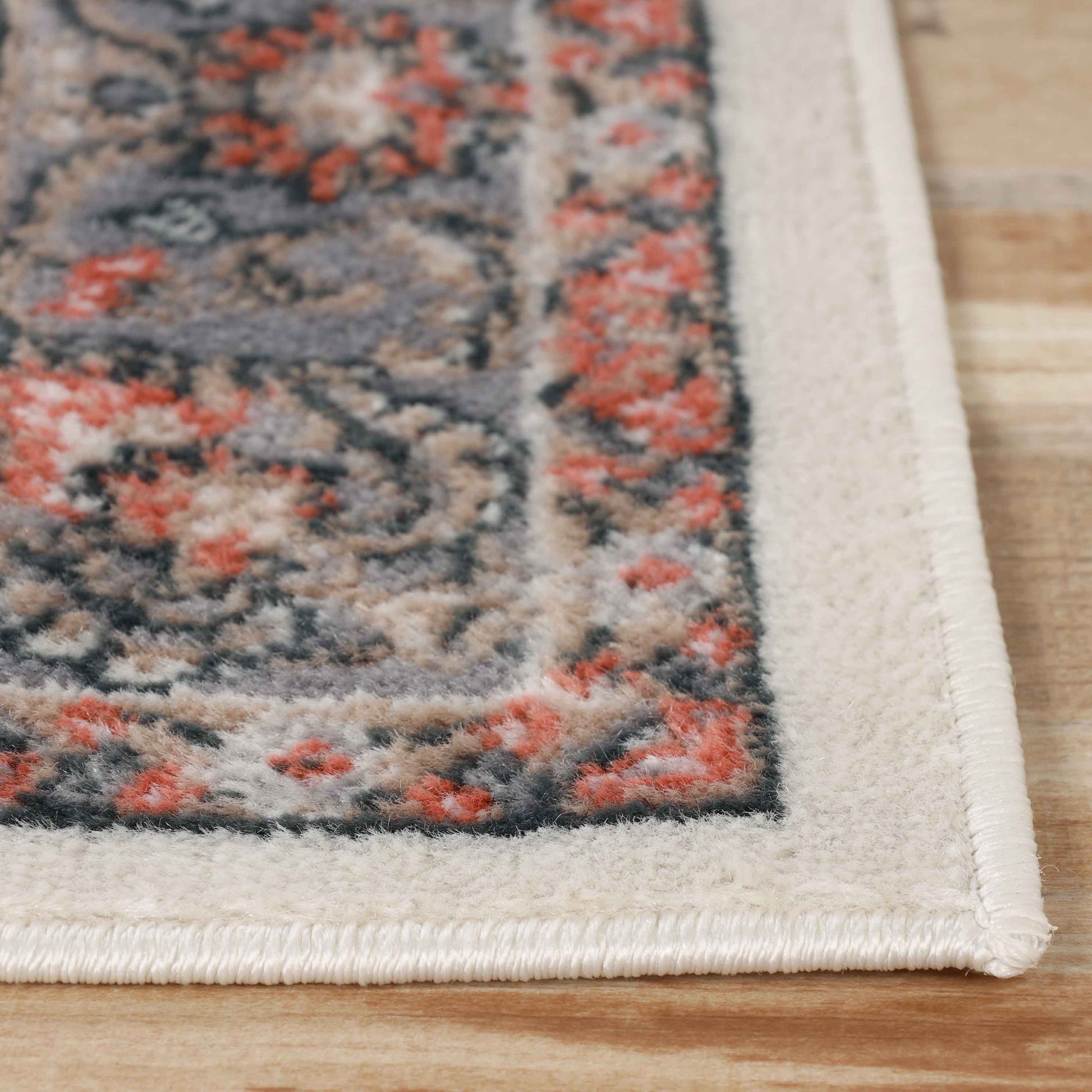 Lille Elegant Floral Indoor Area Rug or Runner Rug Or Door Mat - Salmon