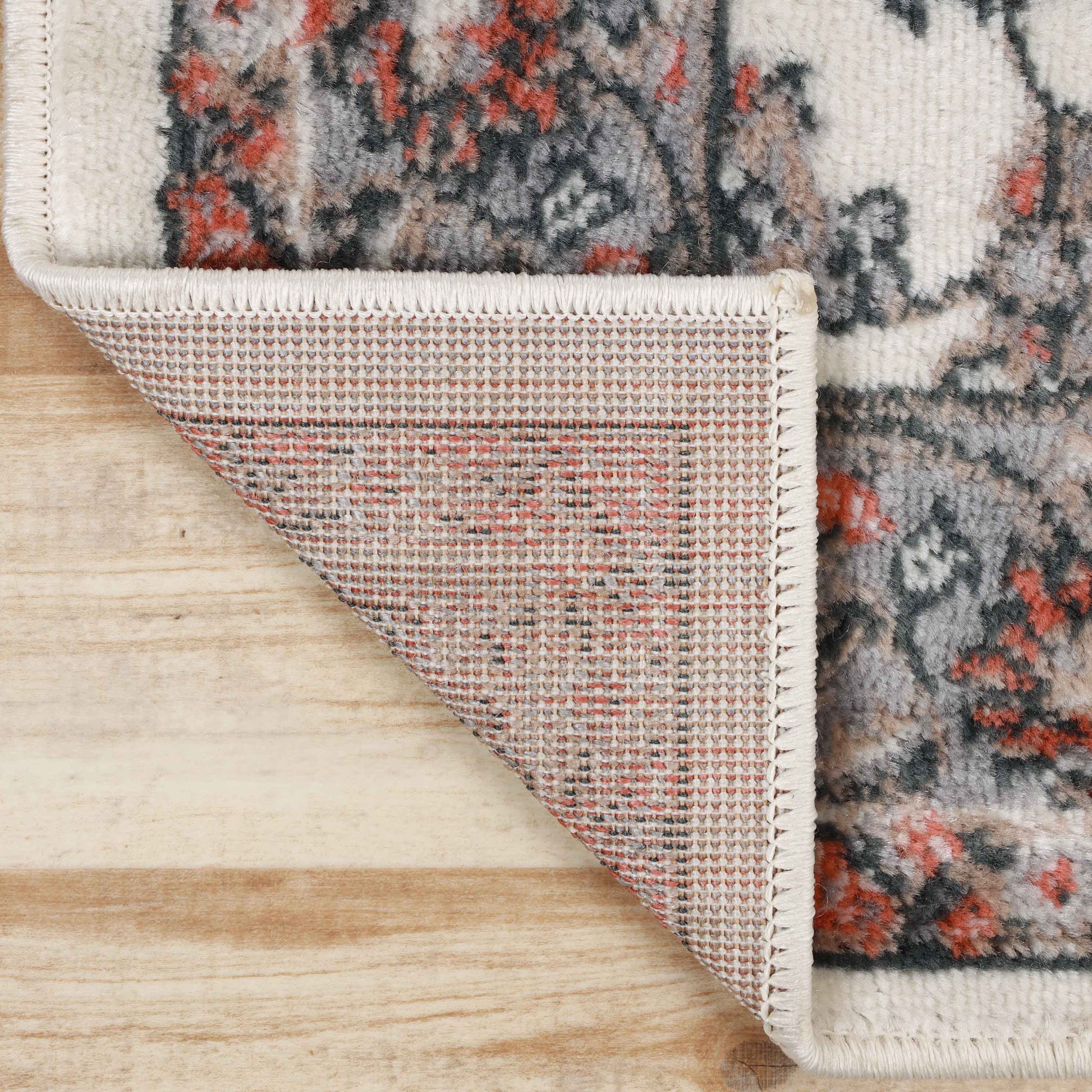 Lille Elegant Floral Indoor Area Rug or Runner Rug Or Door Mat - Salmon