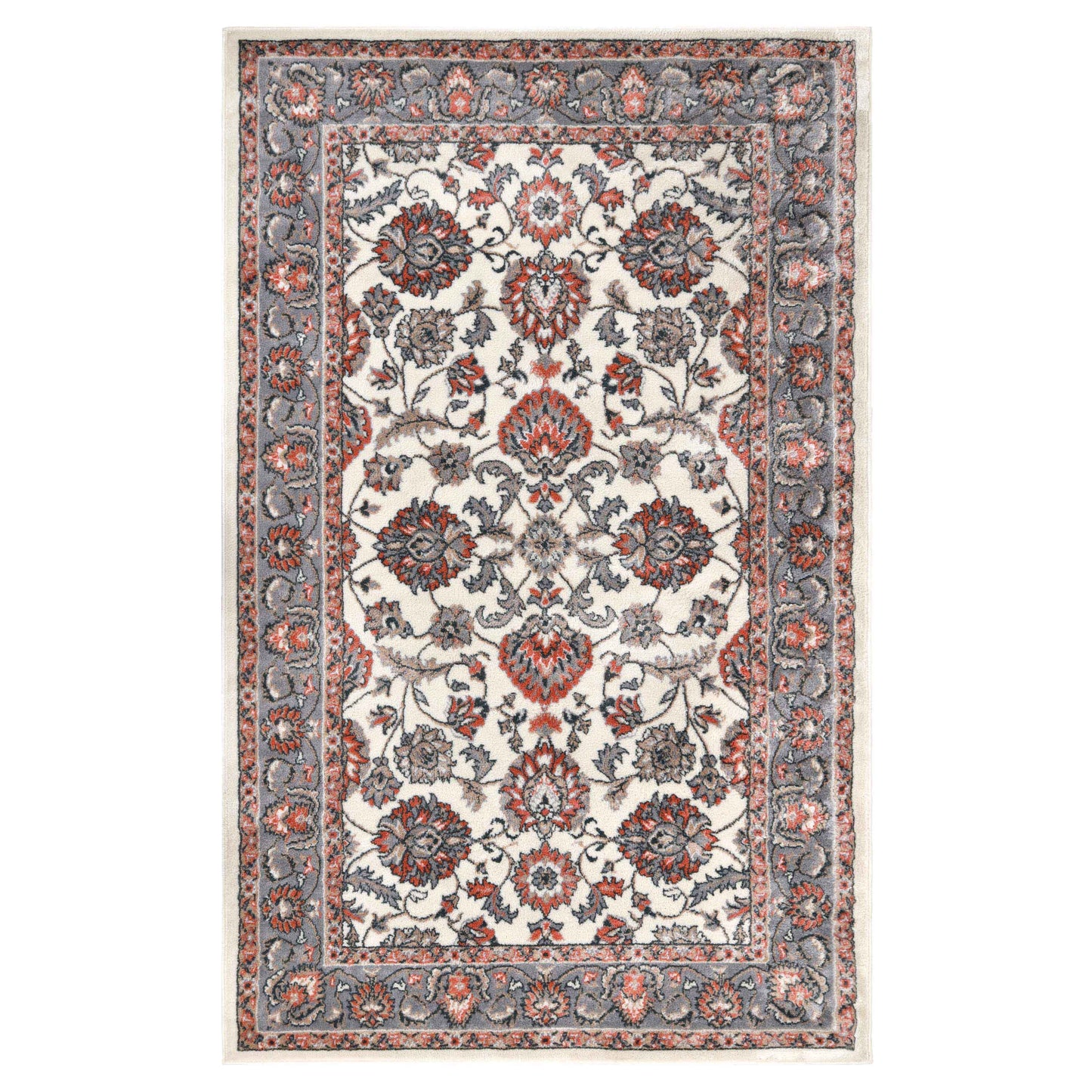 Lille Elegant Floral Indoor Area Rug or Runner Rug Or Door Mat - Salmon