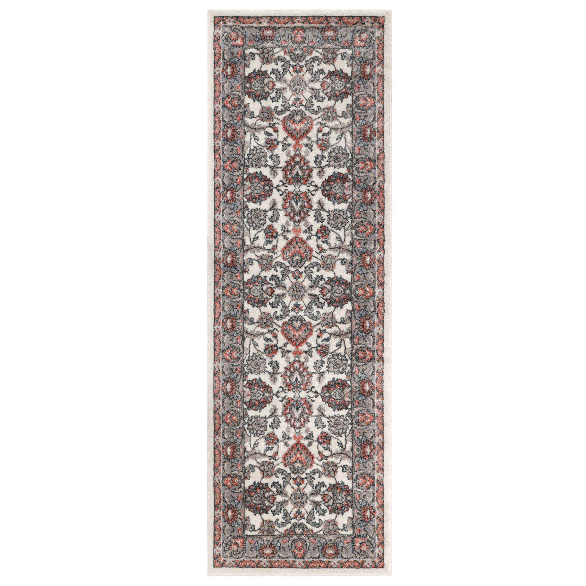 Lille Elegant Floral Indoor Area Rug or Runner Rug Or Door Mat - Salmon