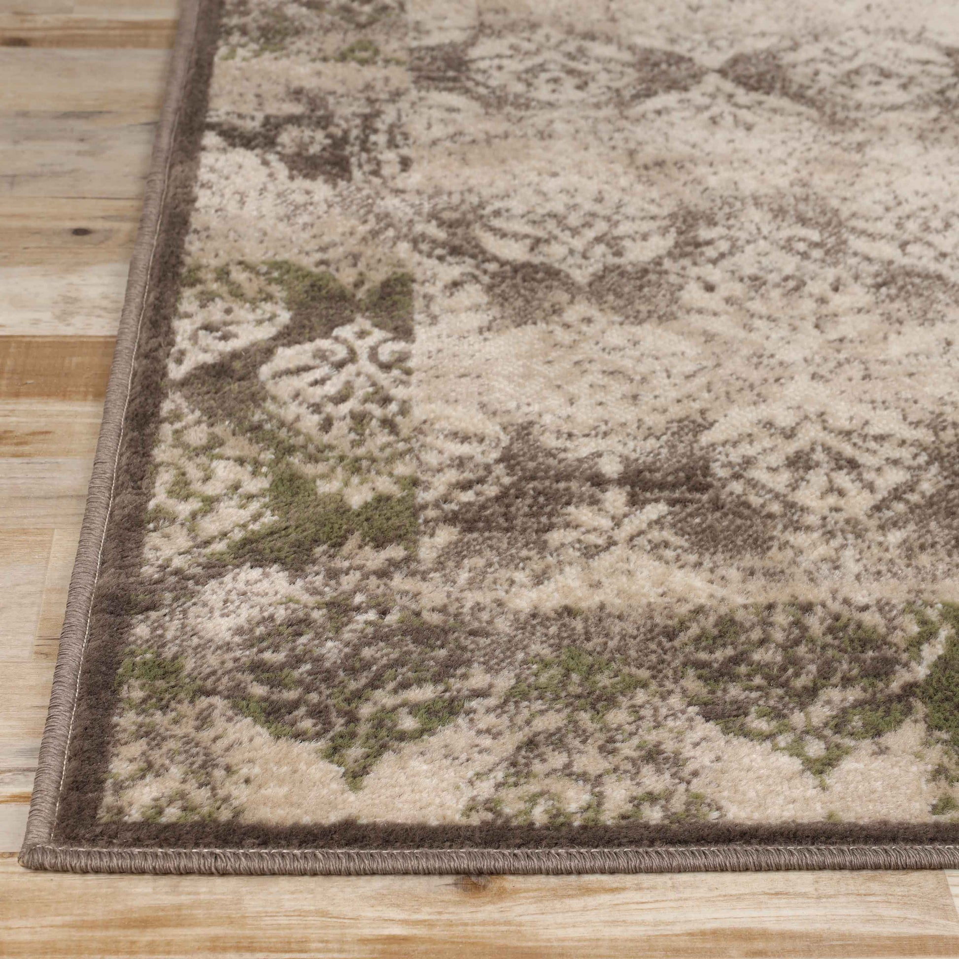 Mystique Distressed Damask Contemporary Area Rug - Brown