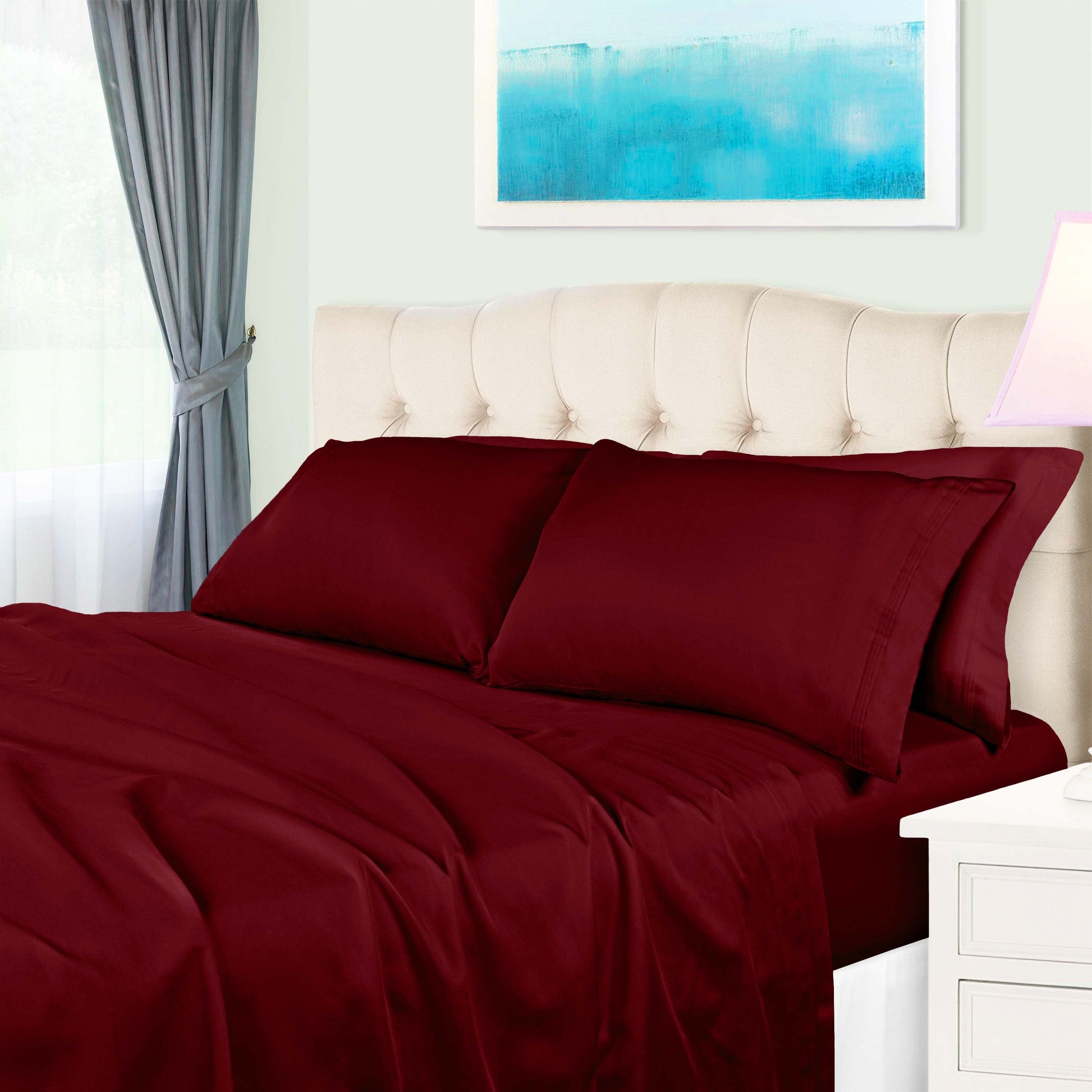 Egyptian Cotton 650 Thread Count Eco-Friendly Solid Sheet Set - Burgundy