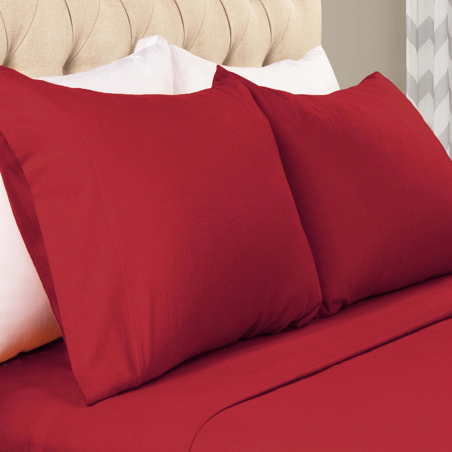 Cotton Flannel 2 Piece Pillowcase Set - Burgundy