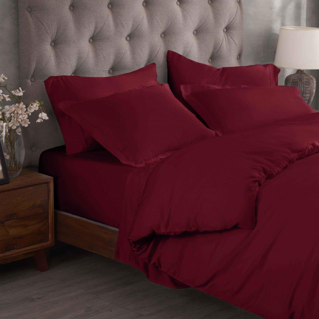 300 Thread Count Modal from Beechwood Solid Duvet Cover Set - Burgundy