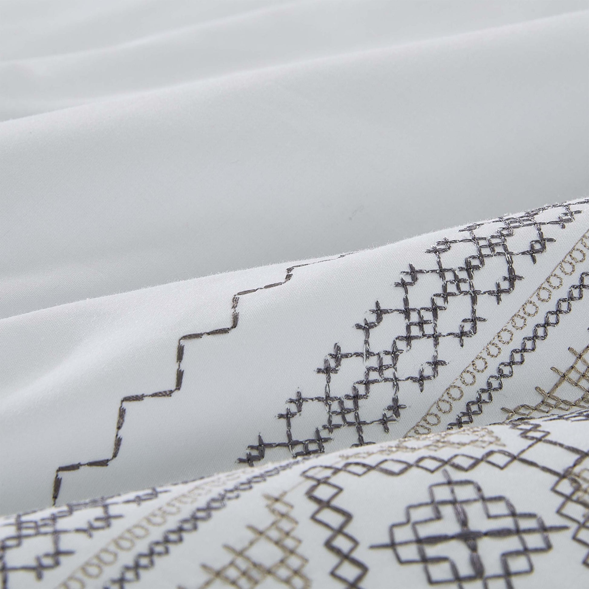 Burlington Embroidered Geometric Cotton Duvet Cover Set -  Burlington