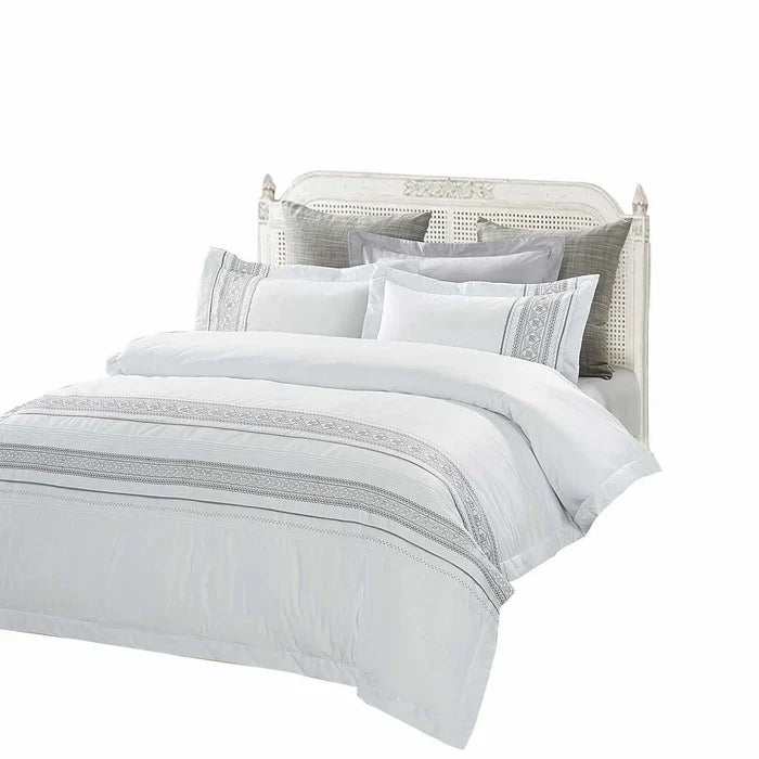Burlington Embroidered Geometric Cotton Duvet Cover Set -  Burlington