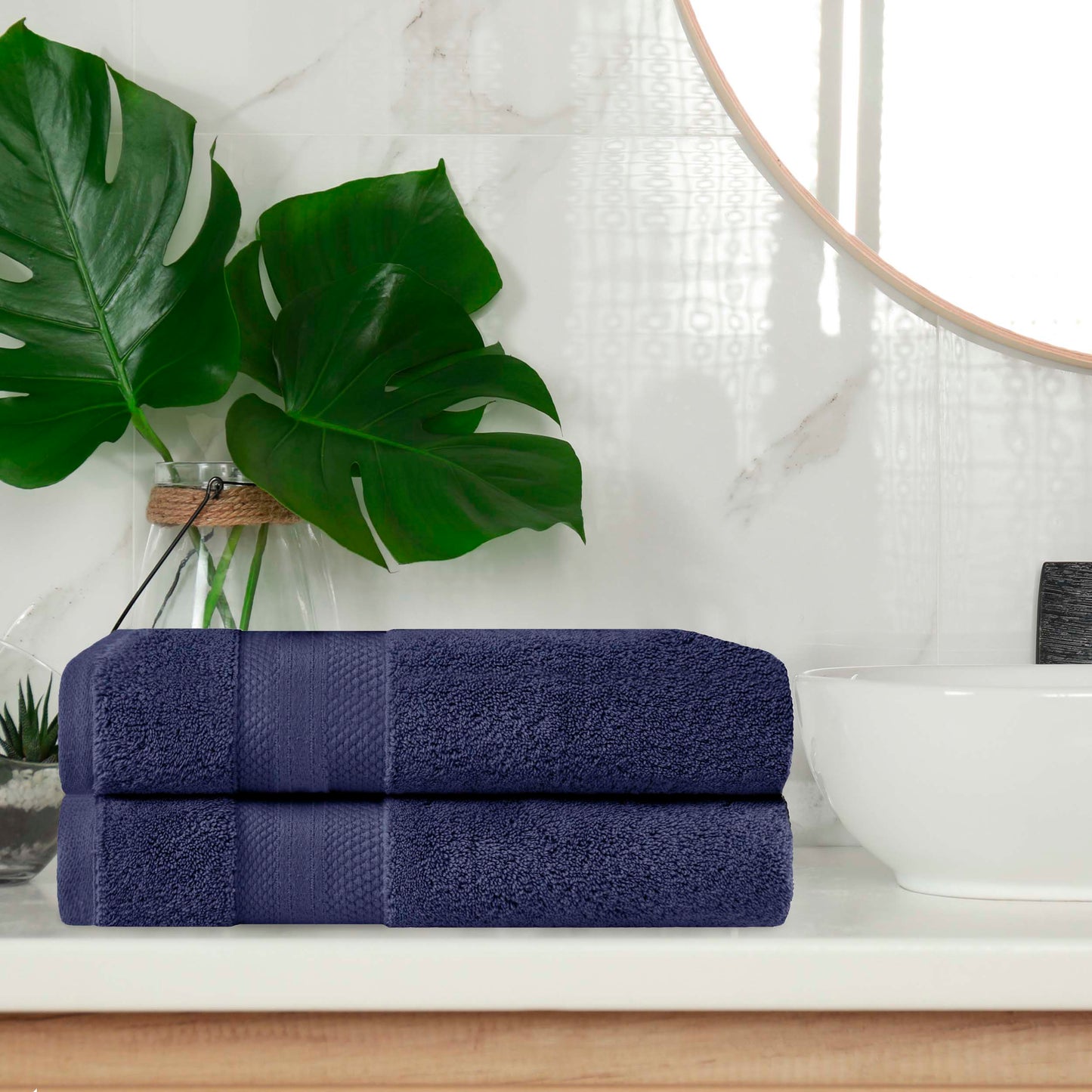 Superior Premium Turkish-Cotton Assorted Towel Set - Crown Blue
