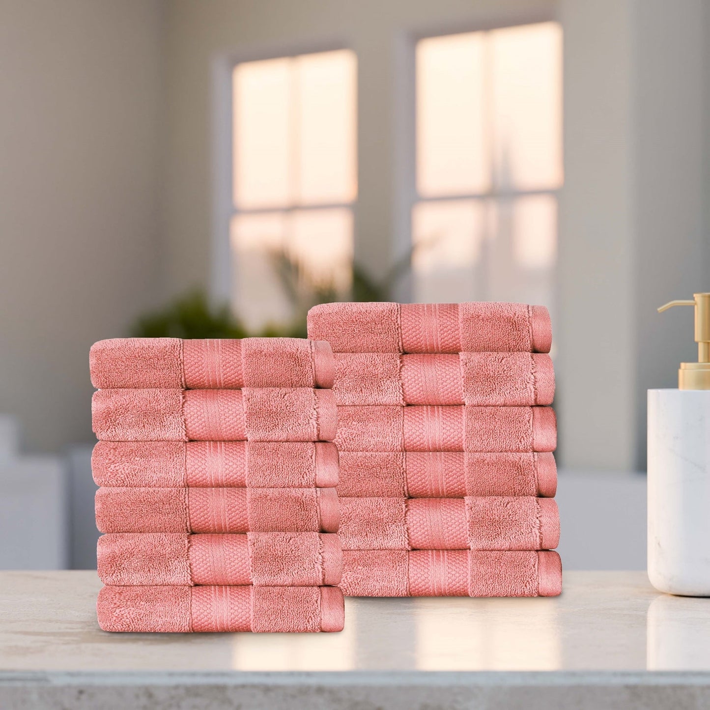 Superior Premium Turkish-Cotton Assorted Towel Set - Coral