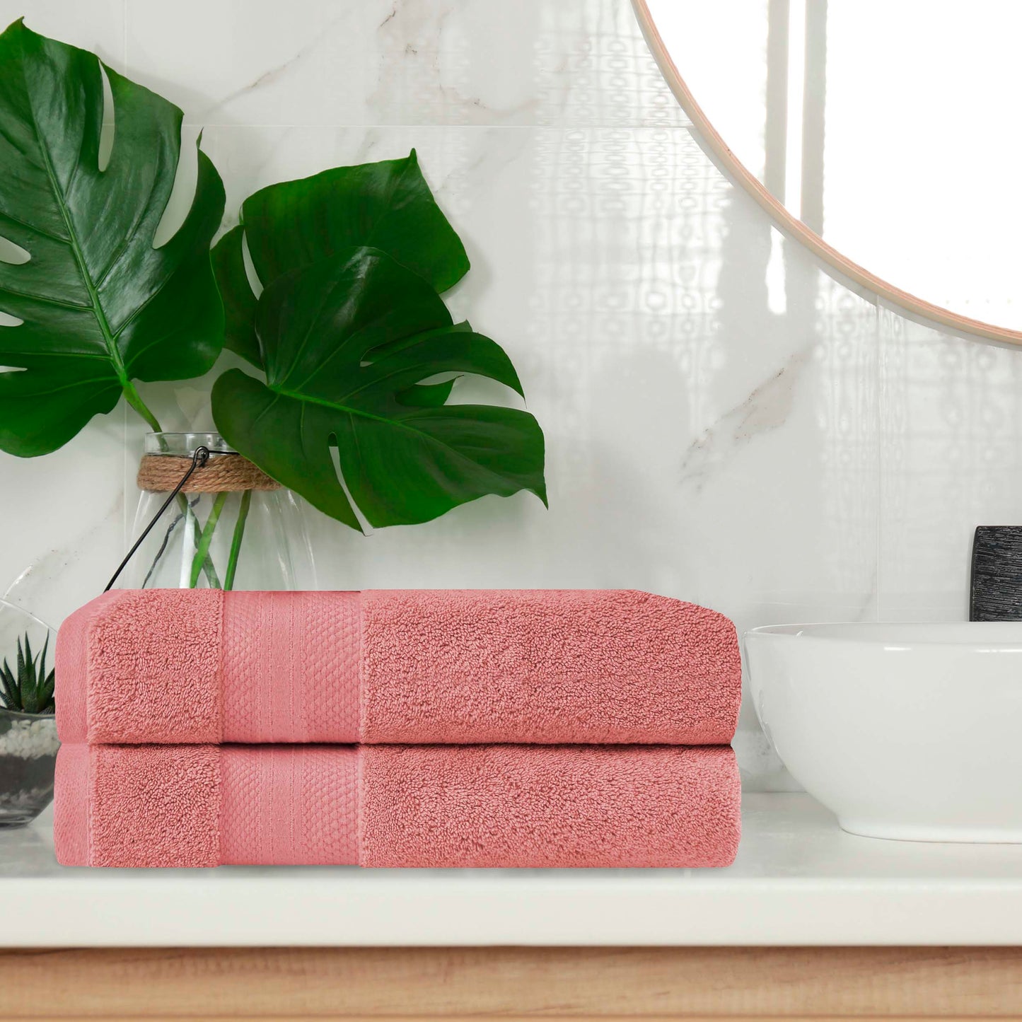 Superior Premium Turkish-Cotton Assorted Towel Set - Coral