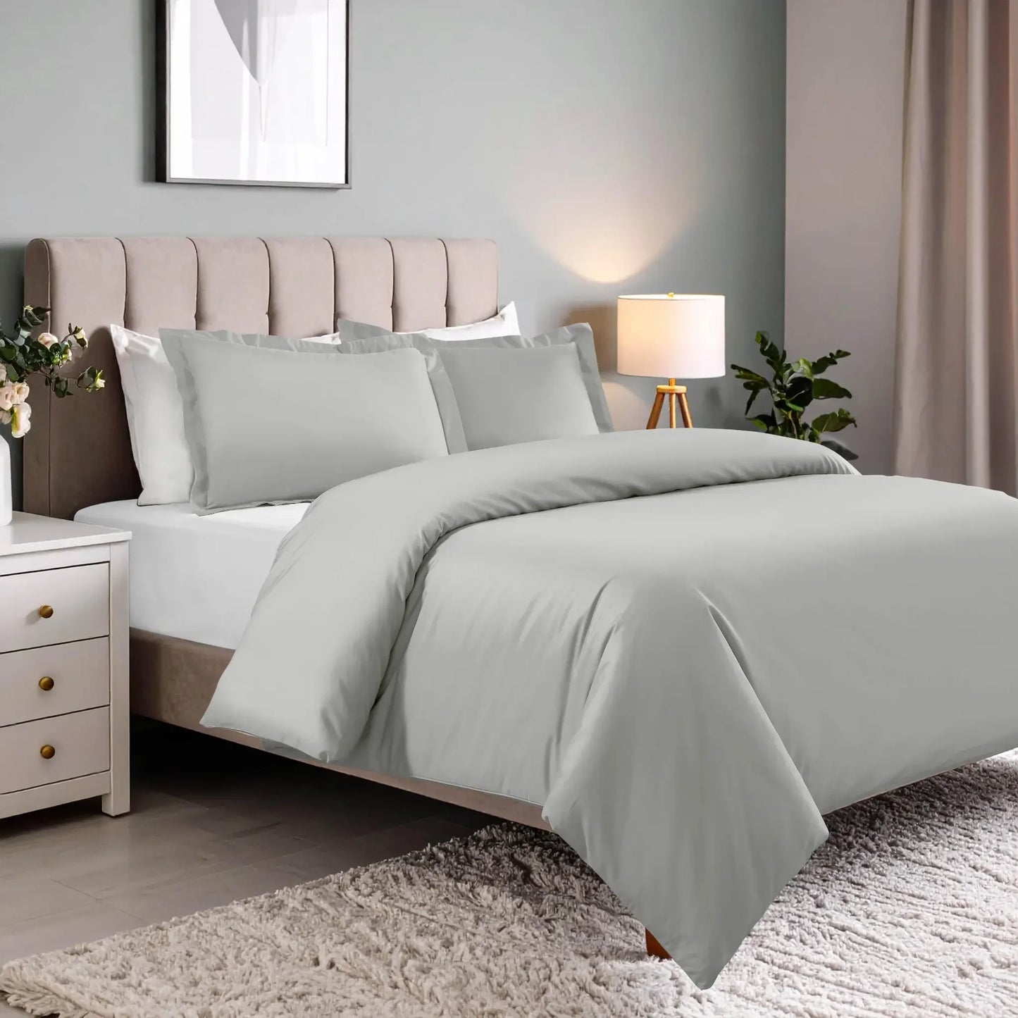 600 Thread Count Cotton Blend Solid Duvet Cover Set