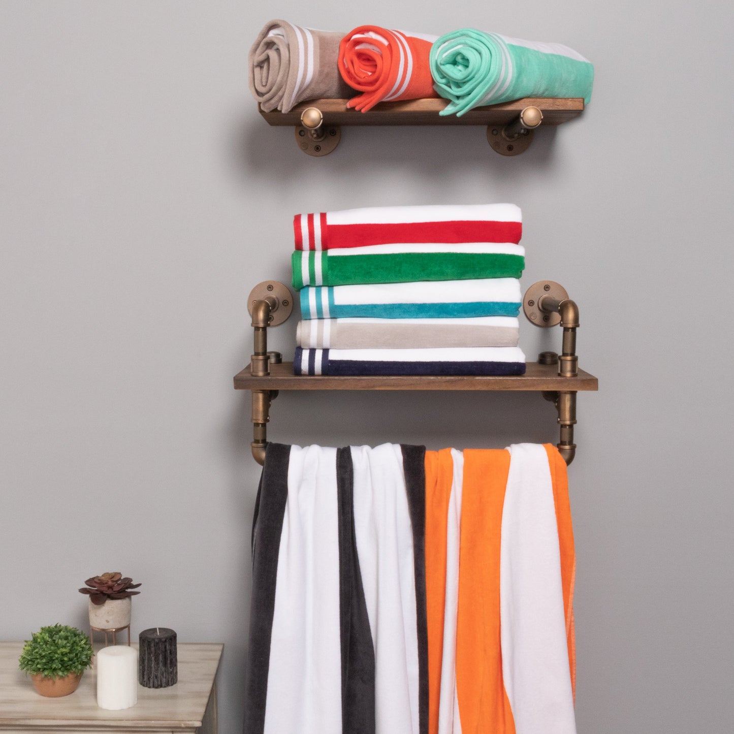 Superior Cabana Stripe Oversized Cotton Beach Towel Set Of 2,4,6 - Taupe