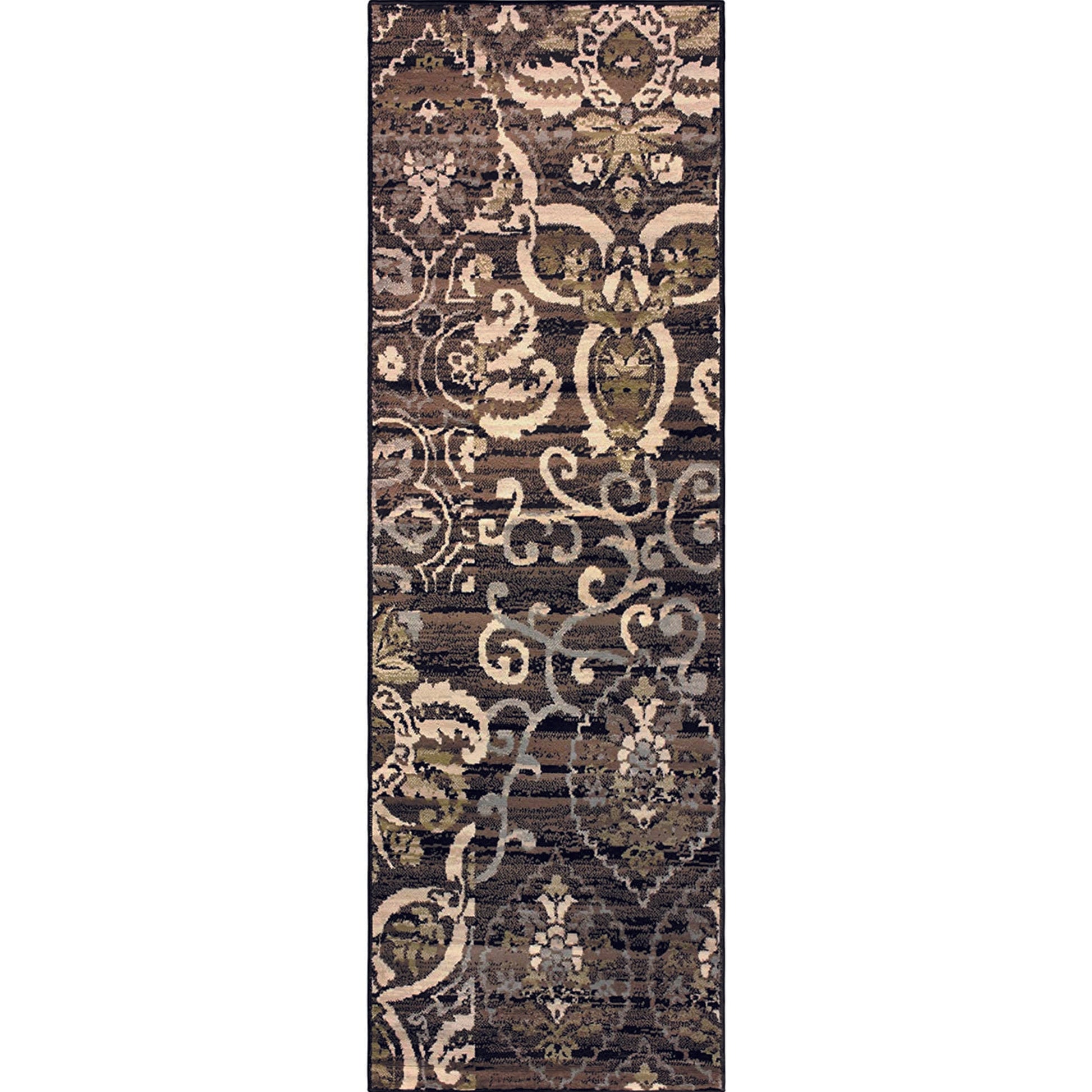 Superior Caldwell Modern Floral Damask Indoor Area Rug or Runner Rug Or Door Mat - Black