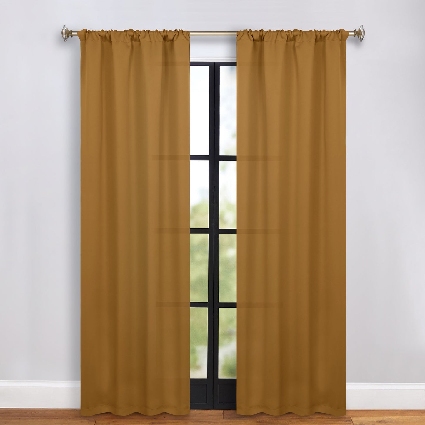 Solid Room Darkening Rod Pocket Blackout Curtain Panels, Set of 2 - Camel
