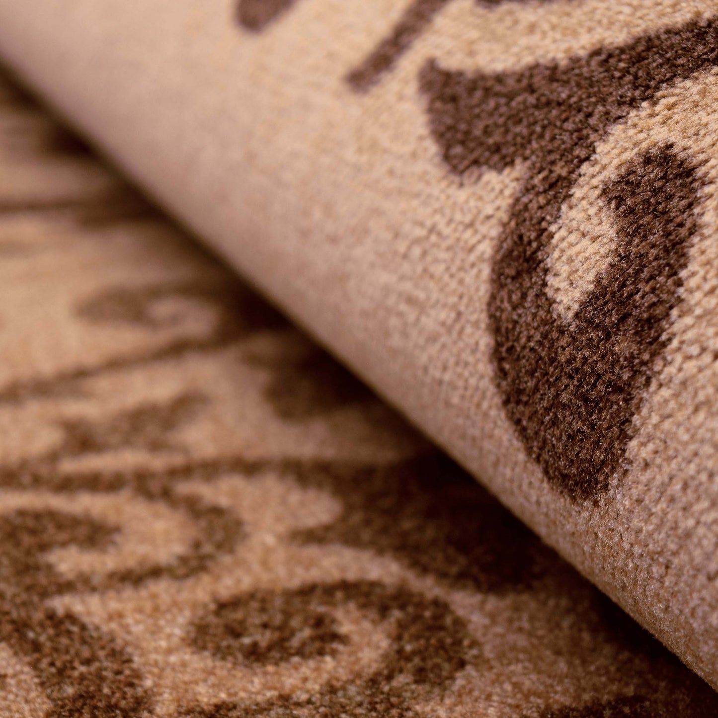 Amber Floral Scroll Medallion Non-Slip Washable Indoor Area Rug or Runner - Camel