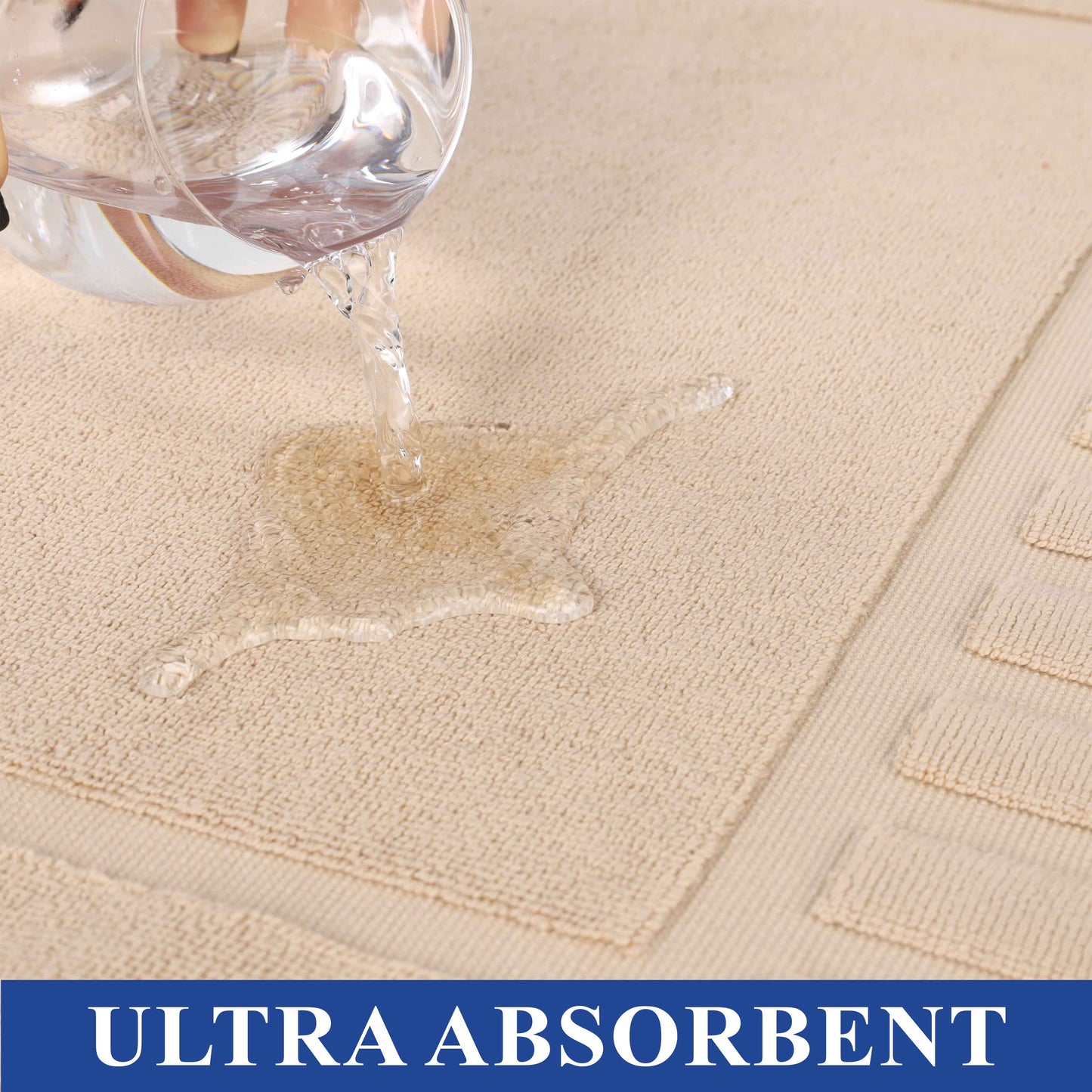 Leo Cotton Solid Modern Absorbent Heavy Washable Bath Mat Set of 2