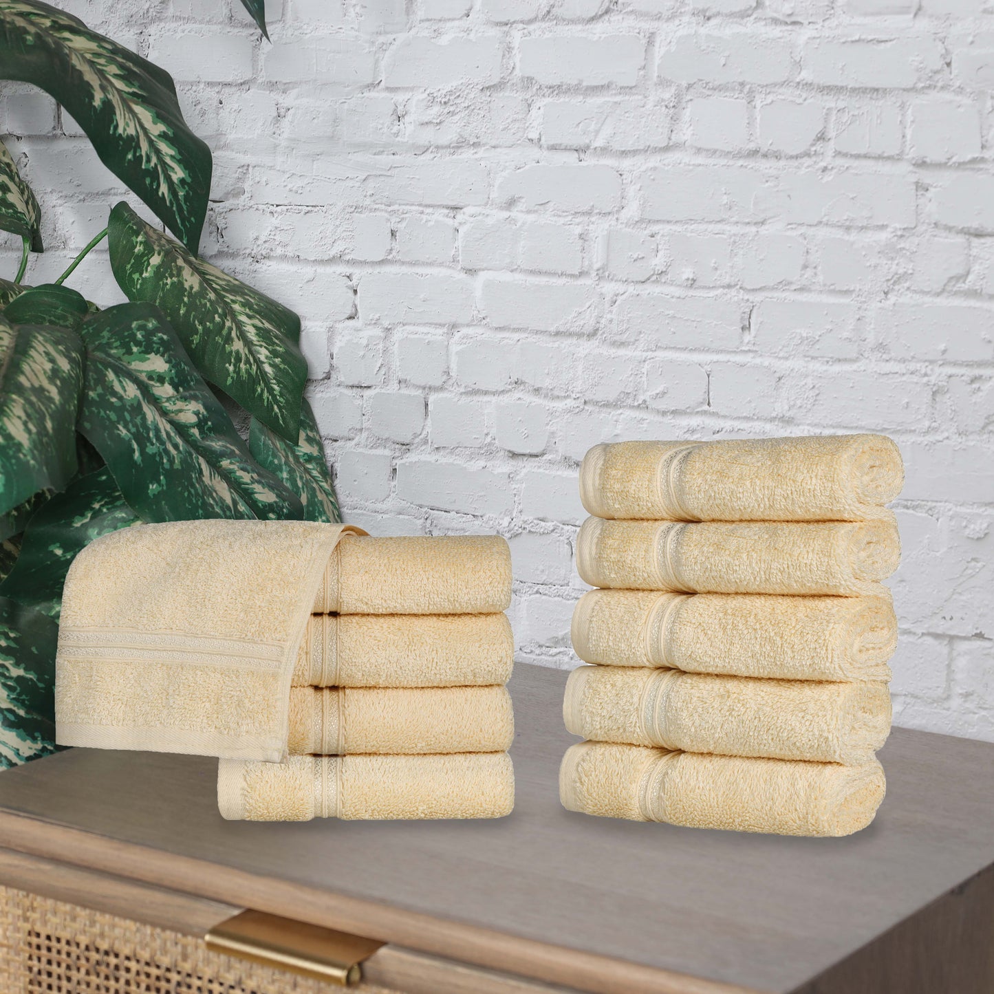 Heritage Egyptian Cotton Plush Absorbent Luxury Face Towel Set of 10