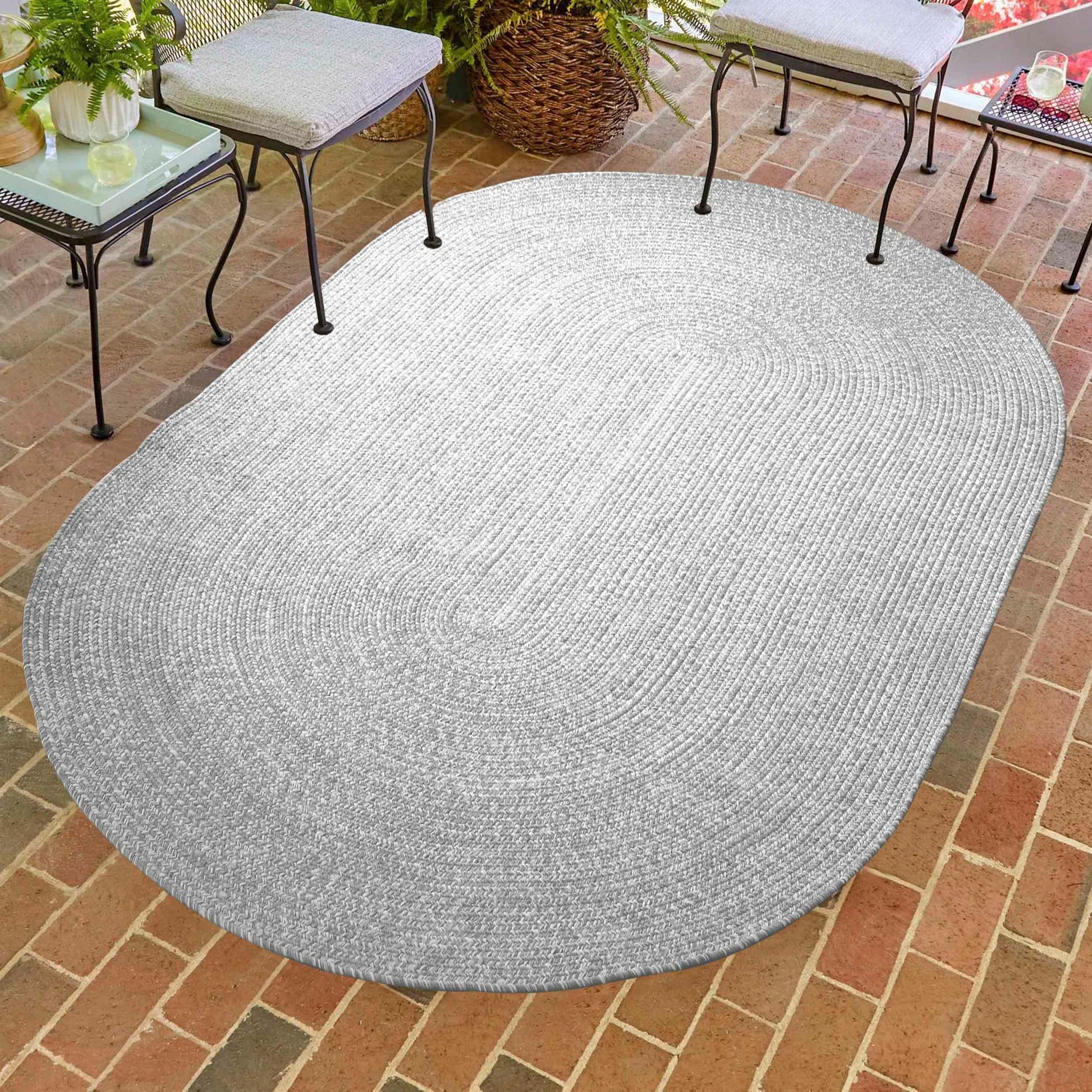 Reversible Braided Eco-Friendly Area Rug Indoor Outdoor Rugs - Canvas/White