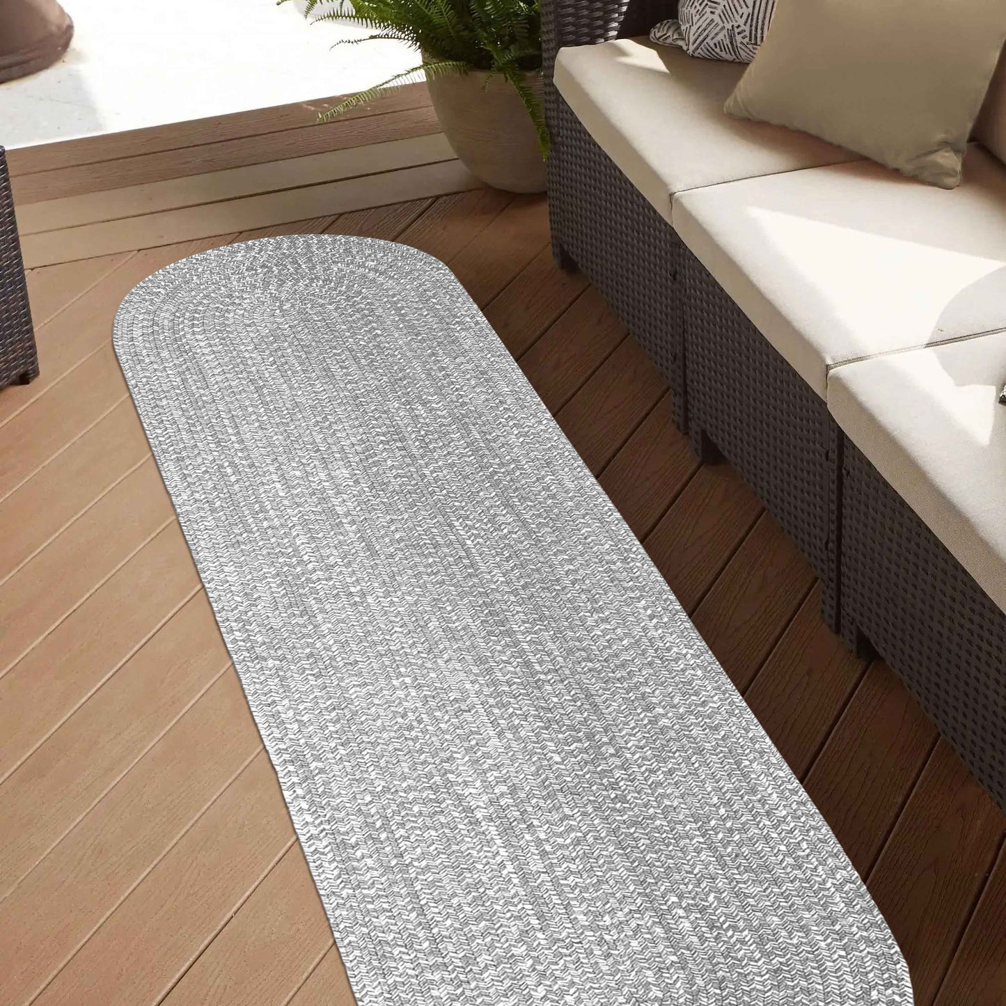 Reversible Braided Eco-Friendly Area Rug Indoor Outdoor Rugs - Canvas/White