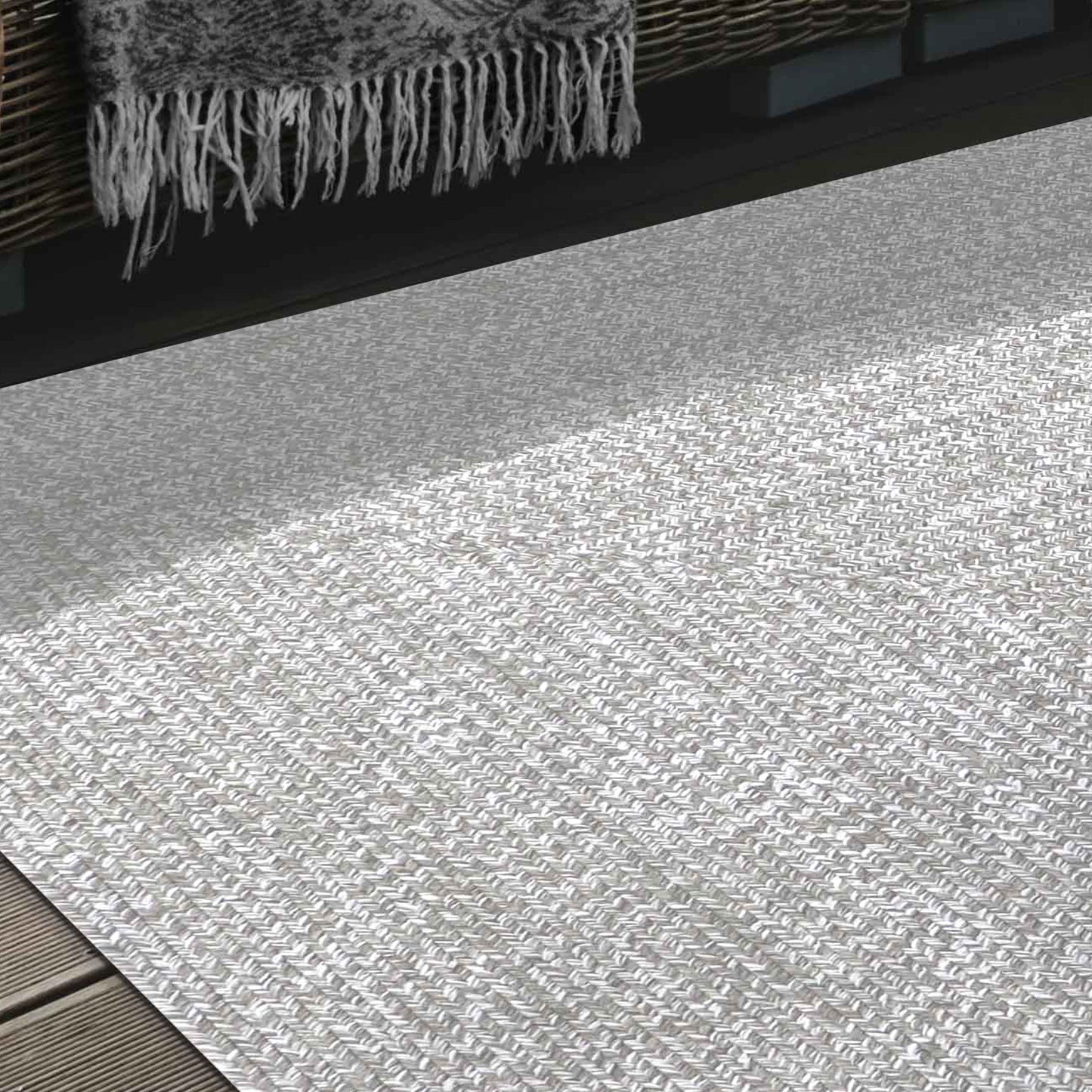 Multi Toned Braided Area Rug Bohemian Indoor Outdoor Rugs - Canvas-White