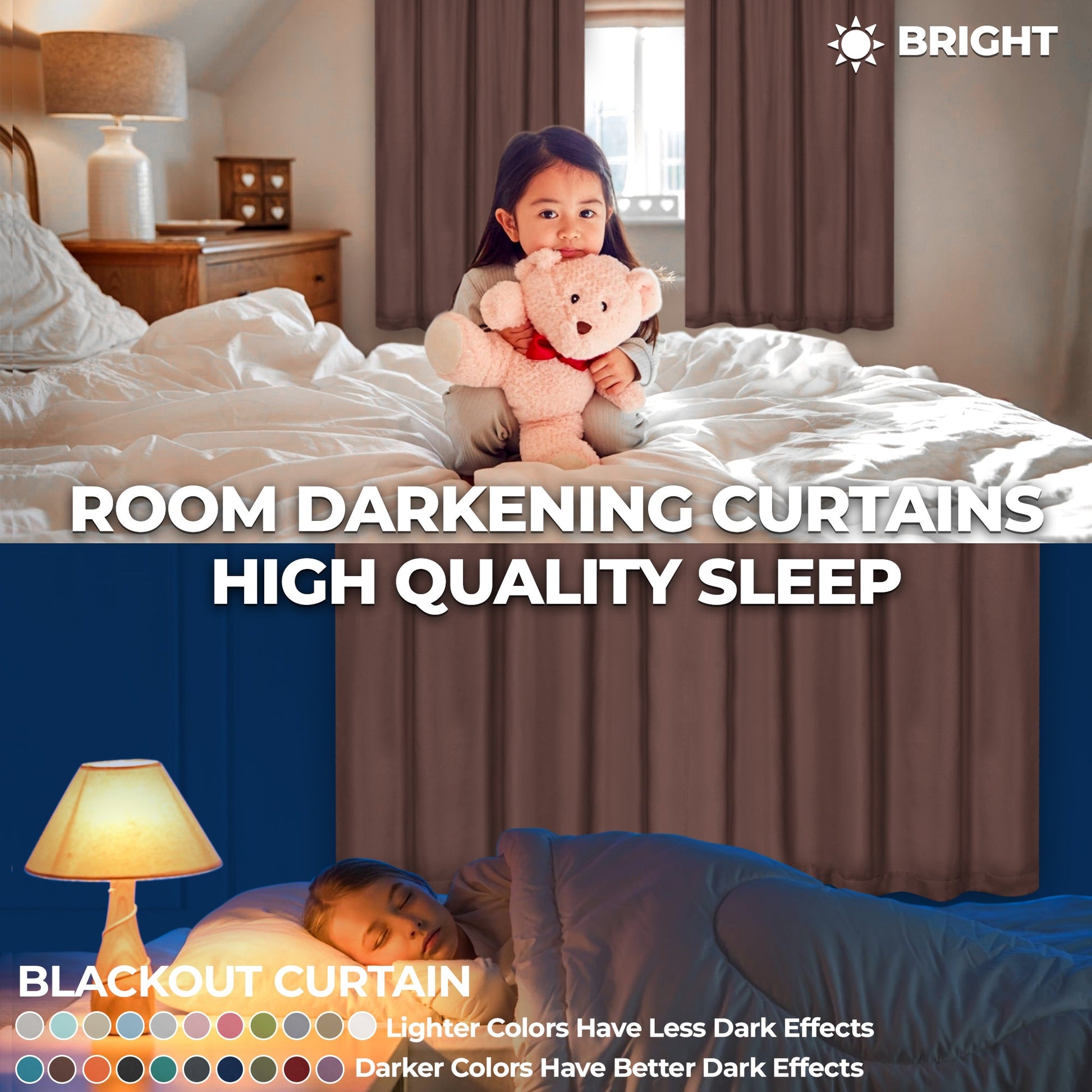 Solid Room Darkening Rod Pocket Blackout Curtain Panels, Set of 2 - Cappuccino