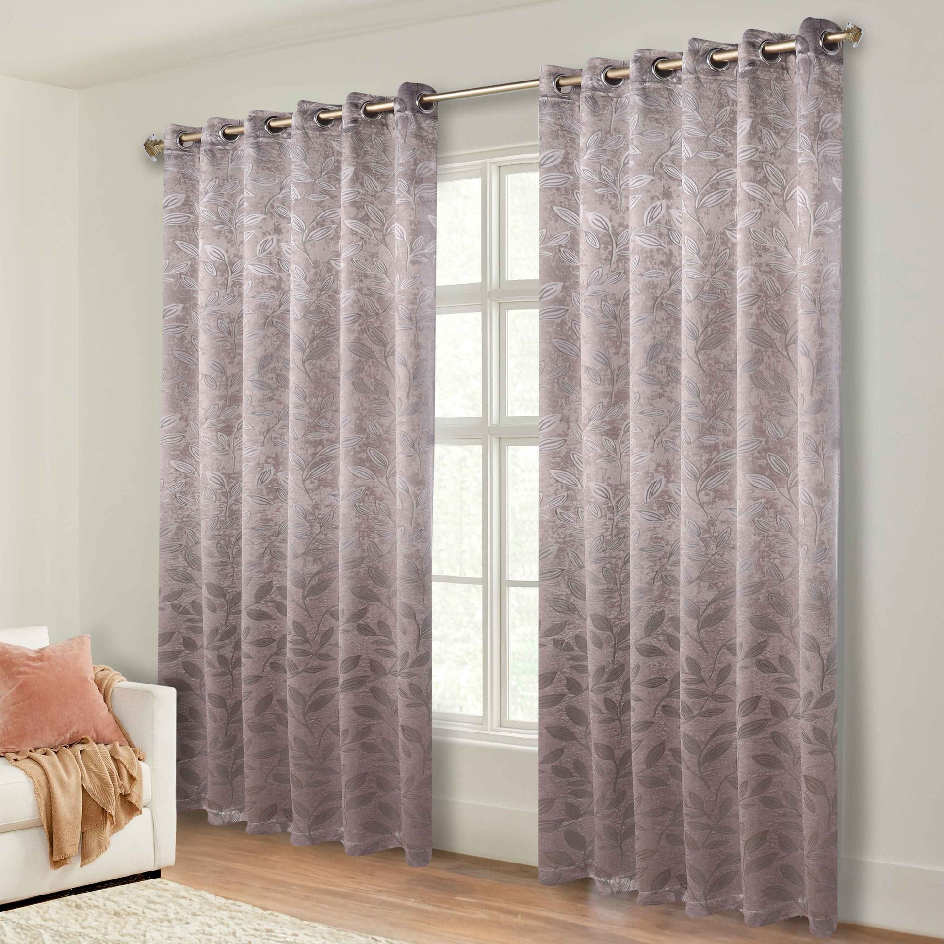 Leaves Room Darkening Grommet Blackout Curtain Panels, Set of 2 - Cappuccino