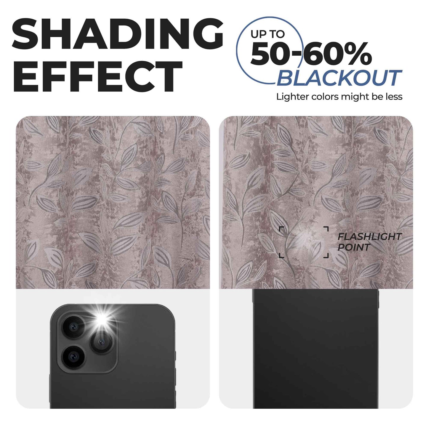 Leaves Room Darkening Washable Blackout Curtain Panels, Set of 2