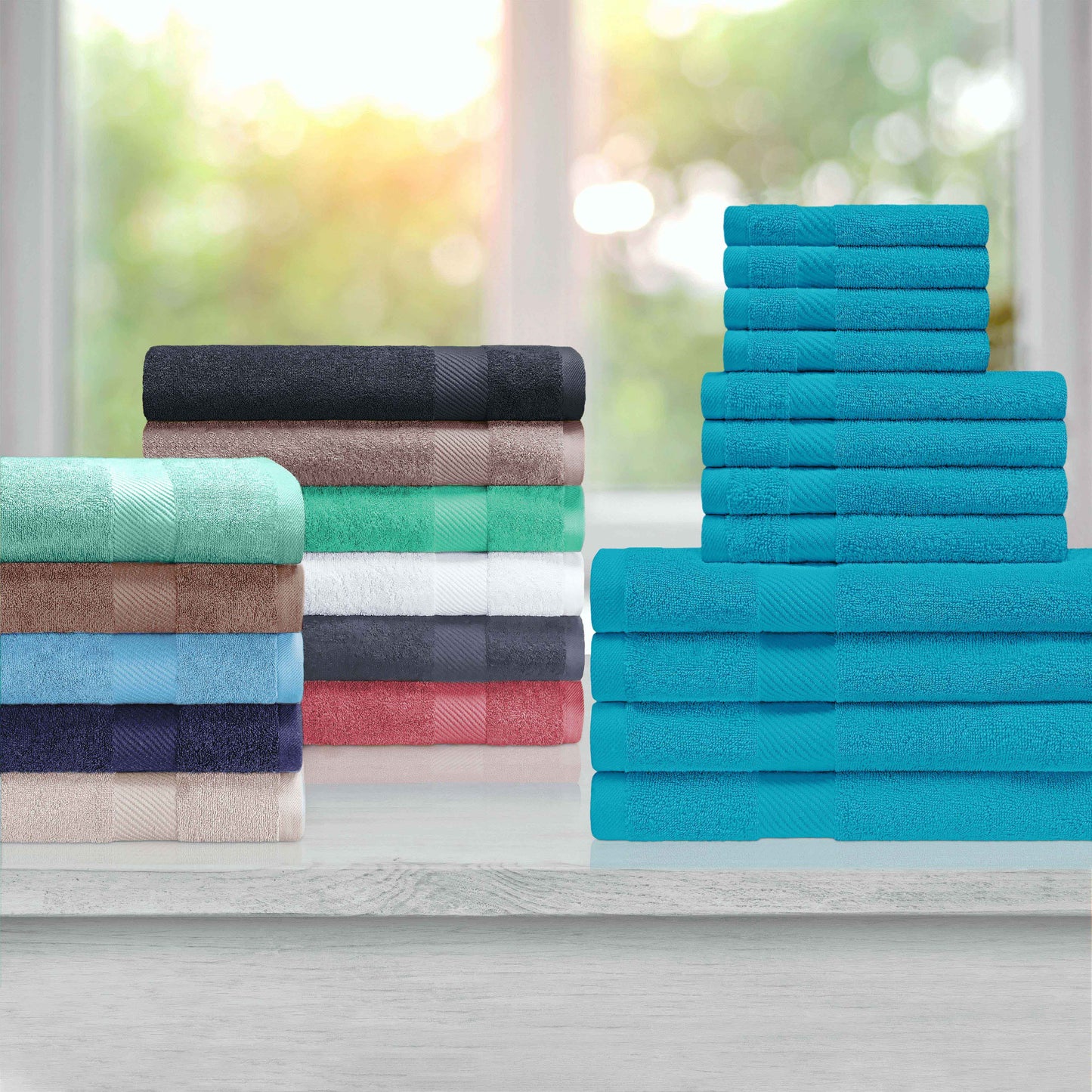 Egyptian Cotton Dobby Border Medium Weight 4 Piece Bath Towel Set