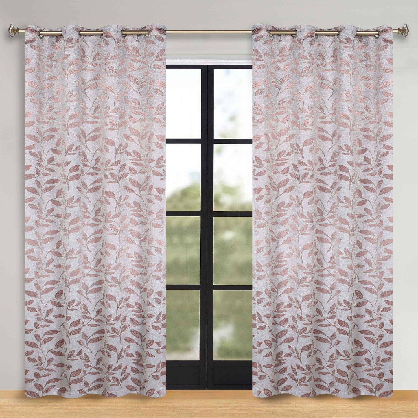Leaves Room Darkening Washable Blackout Curtain Panels, Set of 2