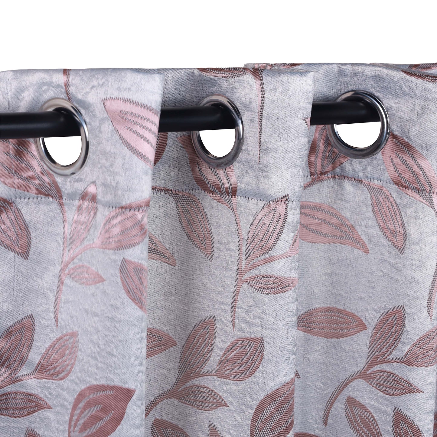 Leaves Machine Washable Room Darkening Blackout Curtains, Set of 2 - Champaigne