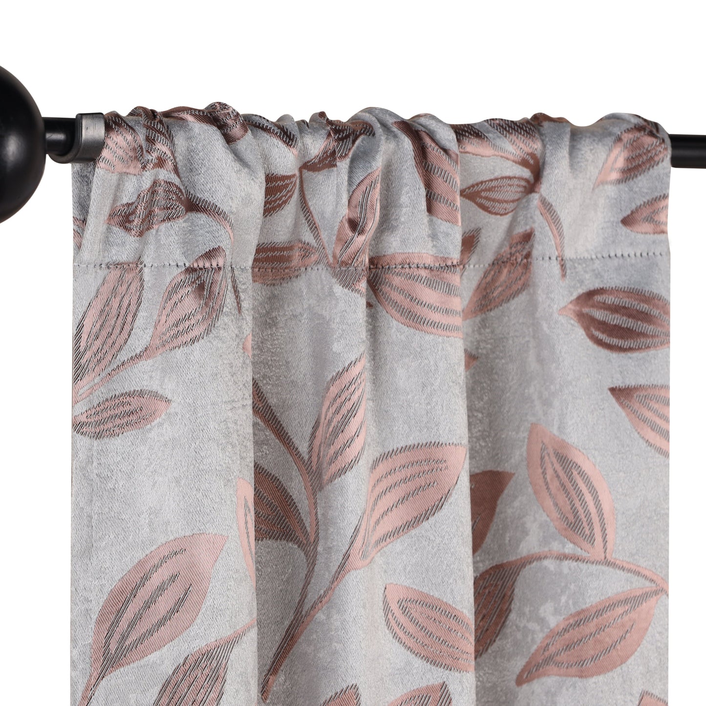 Leaves Machine Washable Room Darkening Blackout Curtains, Set of 2 - Champaigne