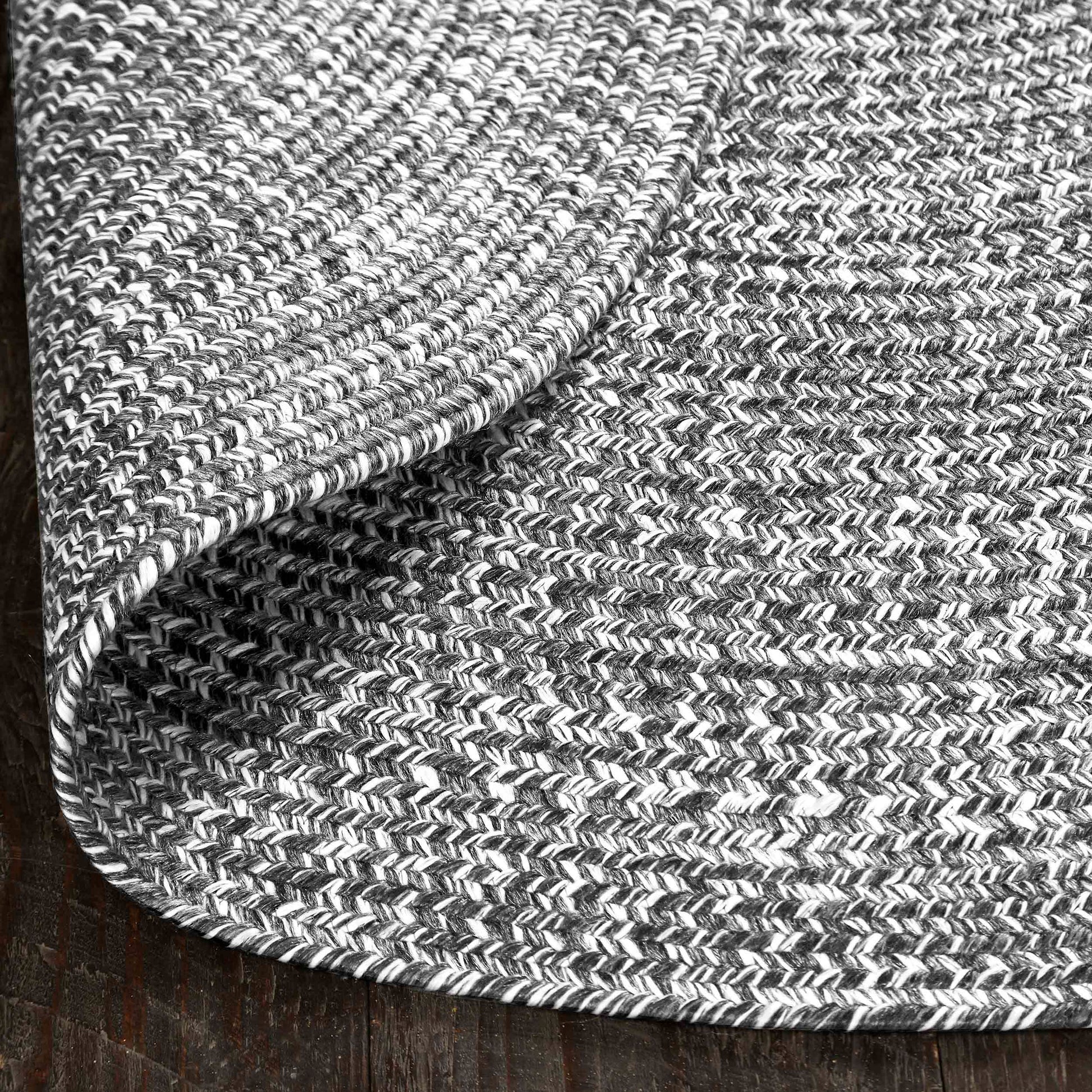 Reversible Braided Eco-Friendly Area Rug Indoor Outdoor Rugs - Charcoal/White