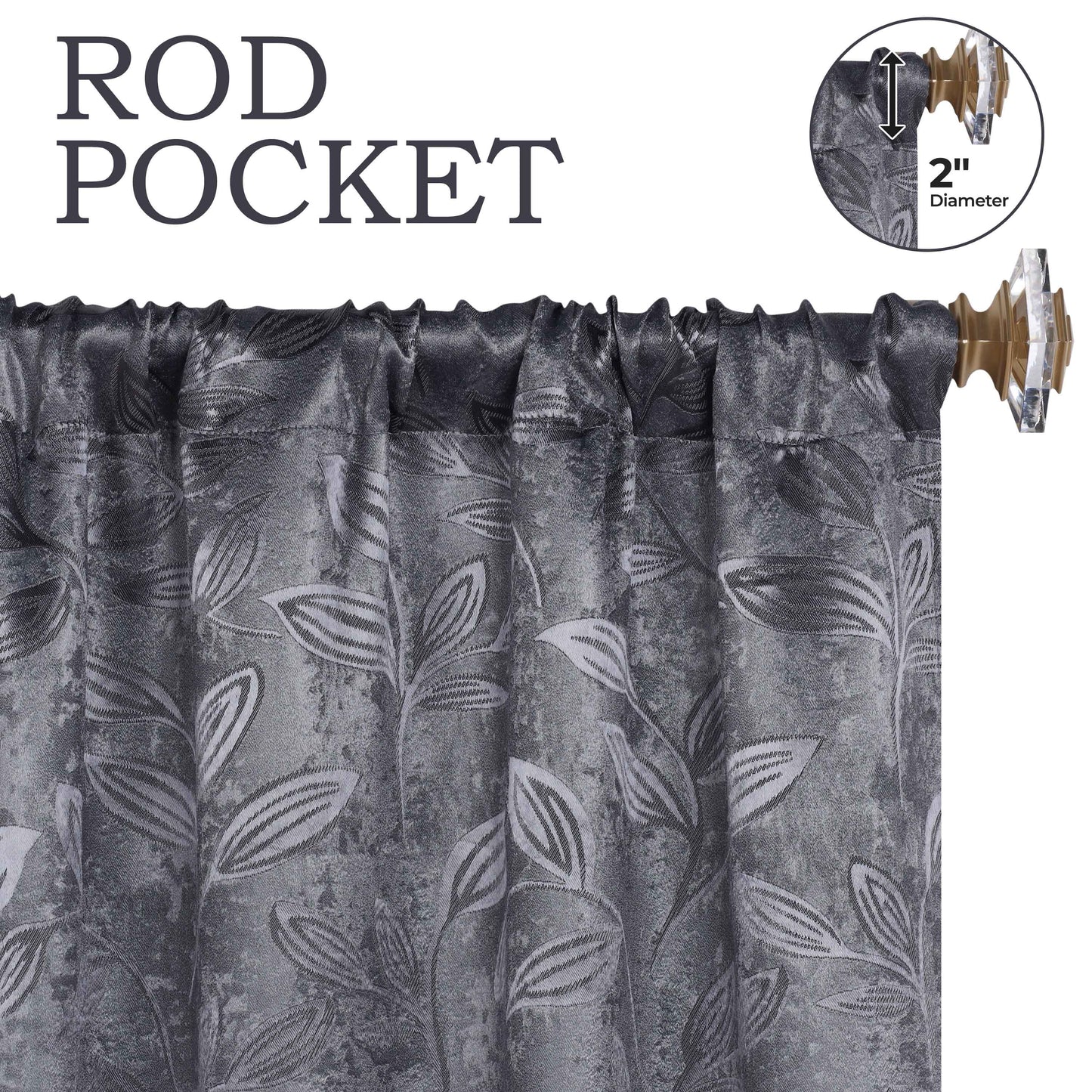 Leaves Room Darkening Washable Blackout Curtain Panels, Set of 2