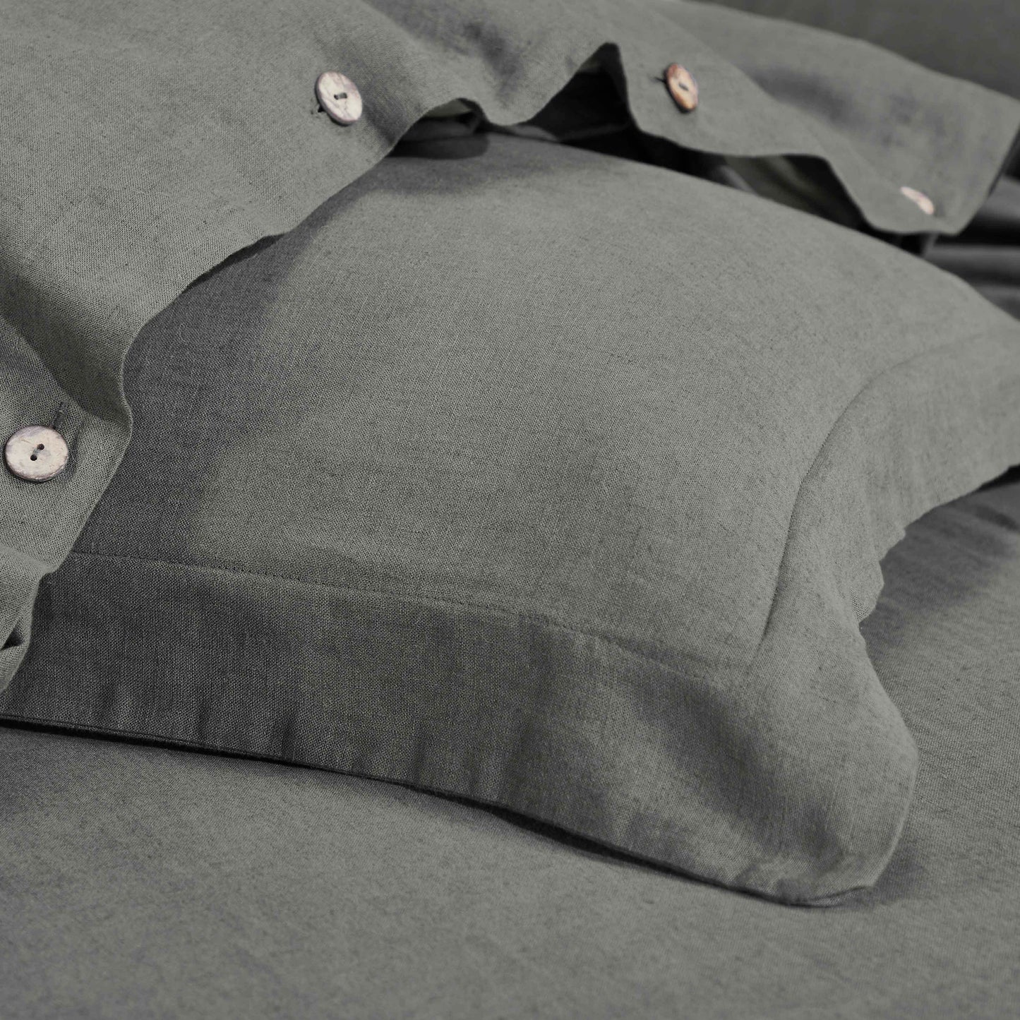 Orion Cotton Linen Garment 3 Piece Duvet Cover Set With Pillow Shams