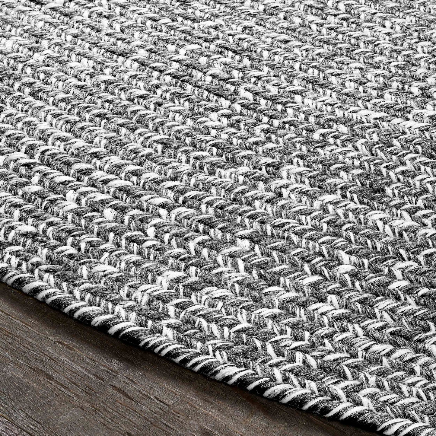 Reversible Braided Eco-Friendly Area Rug Indoor Outdoor Rugs - Charcoal/White