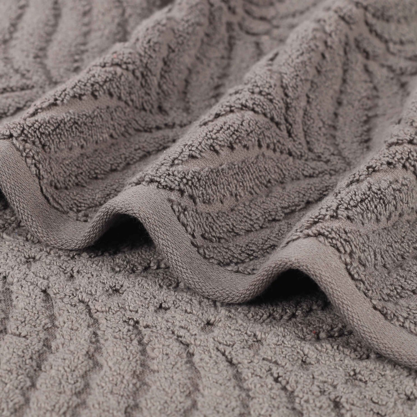 Chevron Zero Twist Solid and Jacquard Soft Cotton 6 Piece Towel Set - Charcoal