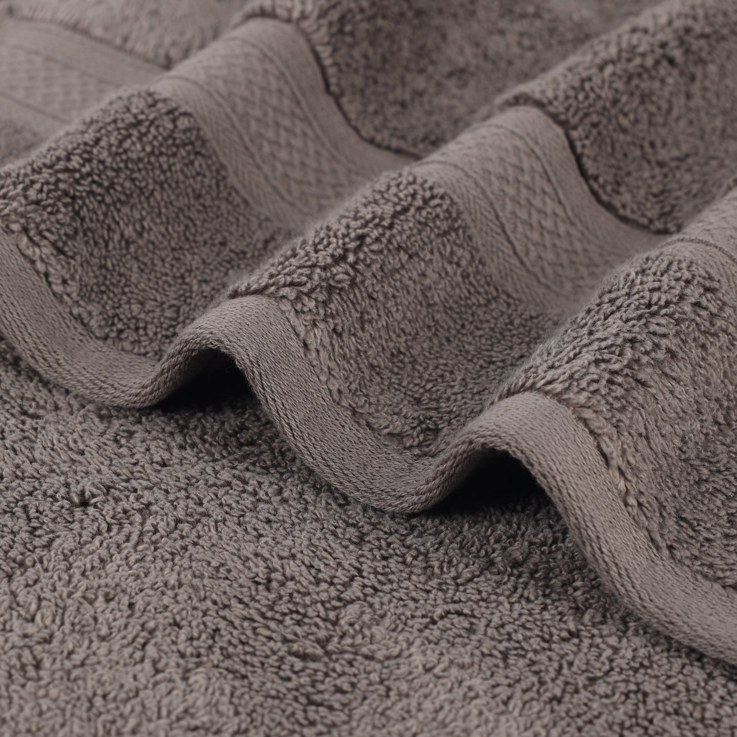 Chevron Zero Twist Solid and Jacquard Soft Cotton 6 Piece Towel Set - Charcoal