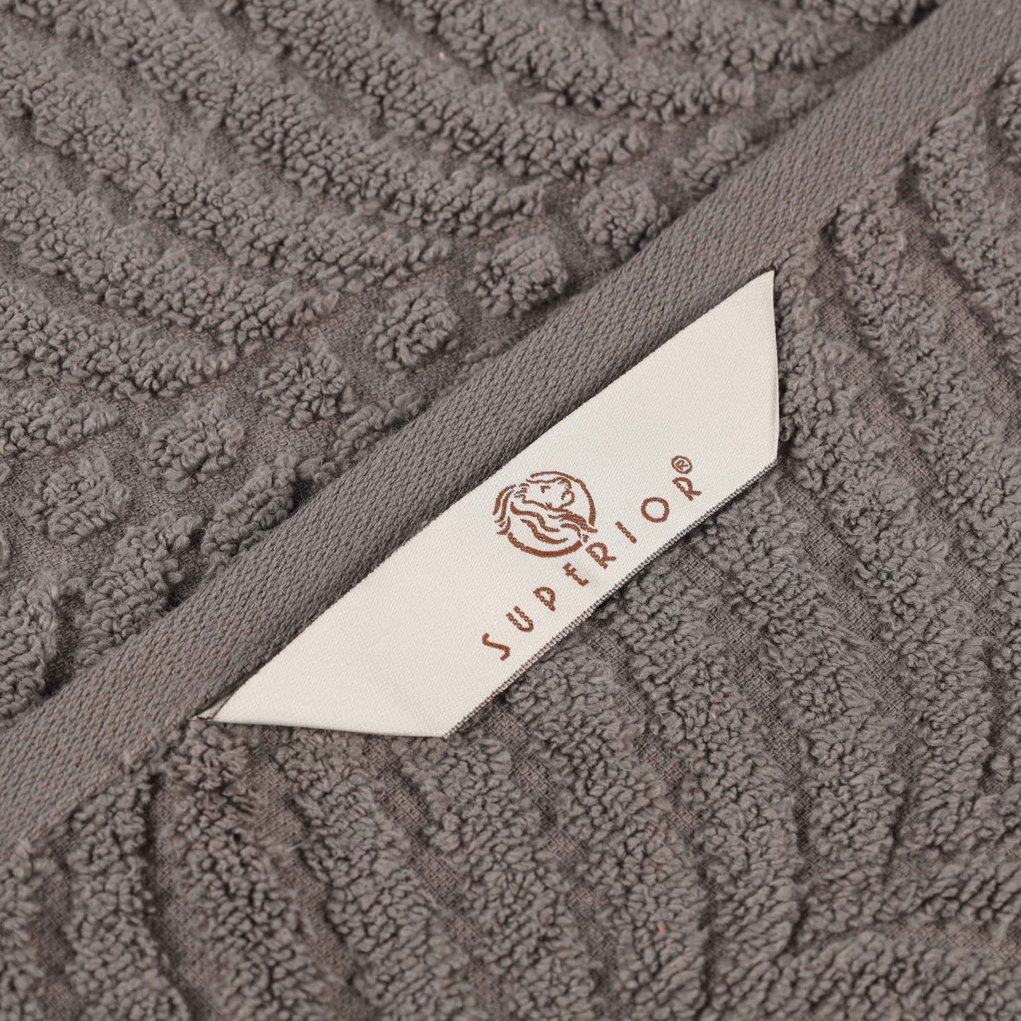 Chevron Zero Twist Solid and Jacquard Soft Cotton 6 Piece Towel Set - Charcoal