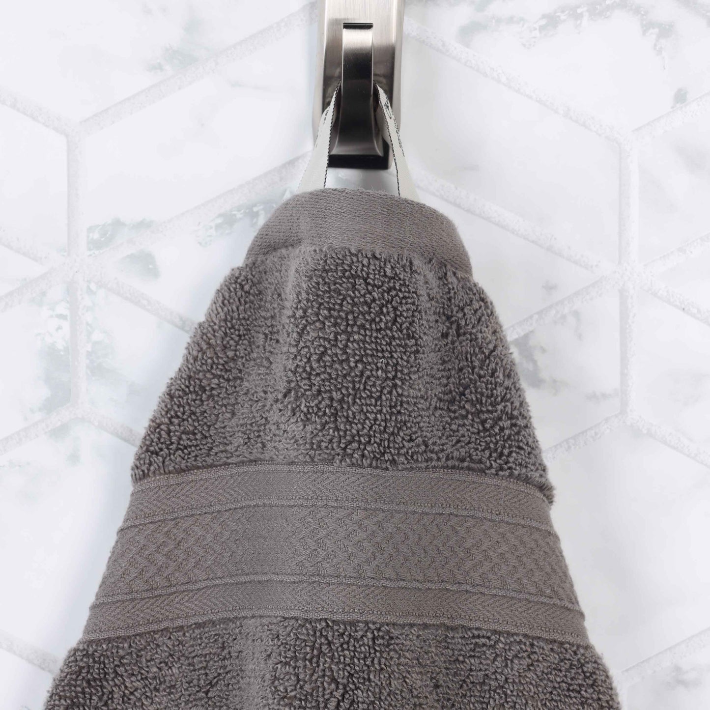 Chevron Zero Twist Solid and Jacquard Soft Cotton 6 Piece Towel Set - Charcoal
